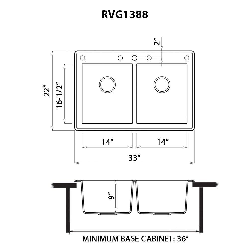 Ruvati 33 x 22 inch epiGranite Top-Mount Granite Composite Kitchen Sink