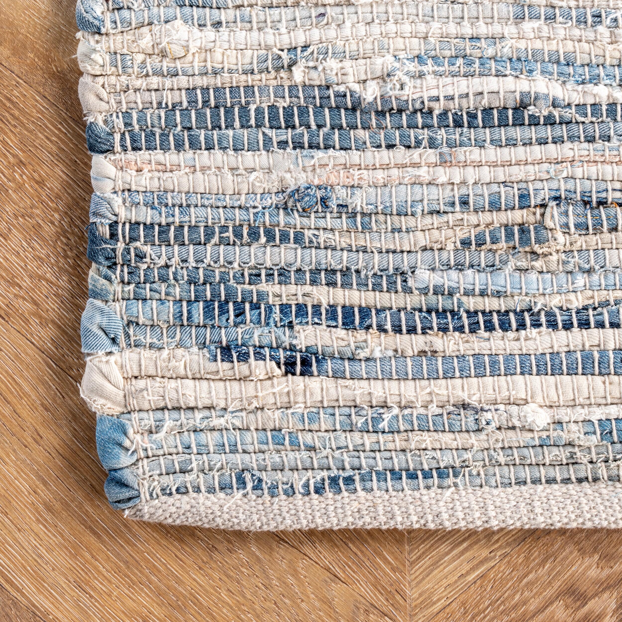 Nuloom Maile Cotton Kitchen Runner Indoor Area Rug - Hallway, Entryway, 2' 6" x 8', Blue