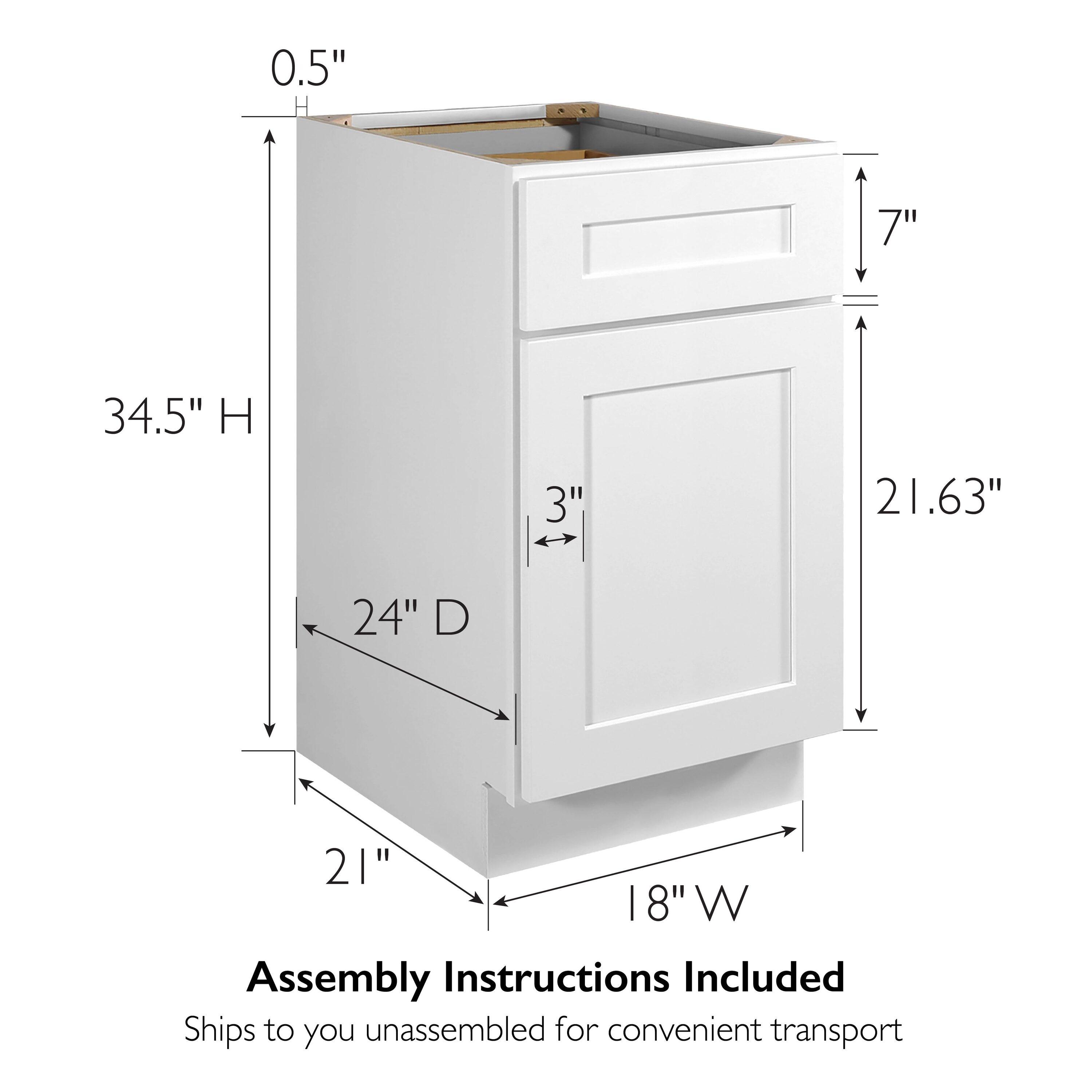 Design House Brookings Fully Assembled Shaker Style Base Kitchen Cabinet B18 18x34.5x24 White | Wayfair