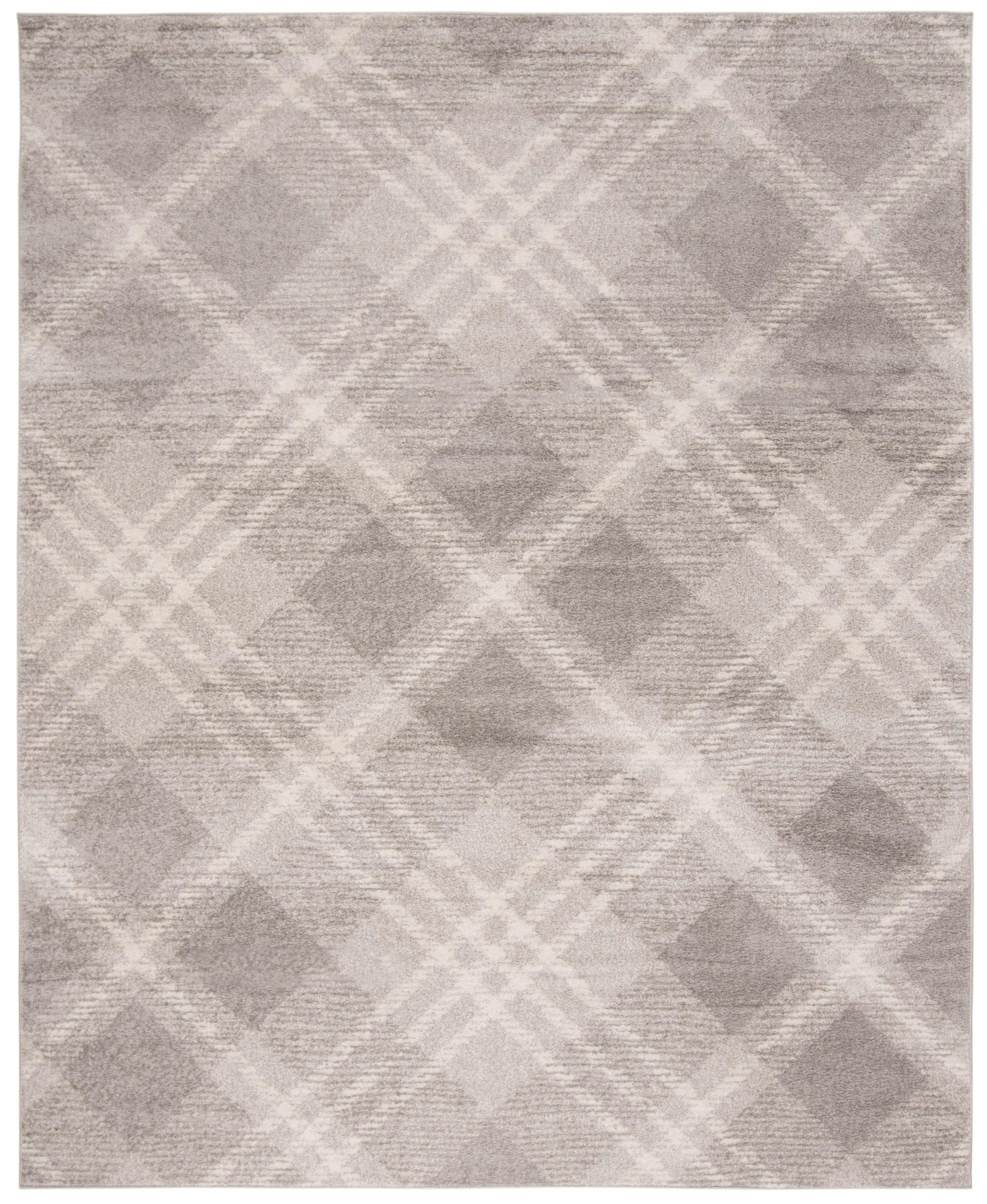 Gray Abstract Washable Reversible Synthetic Area Rug 9' x 12'