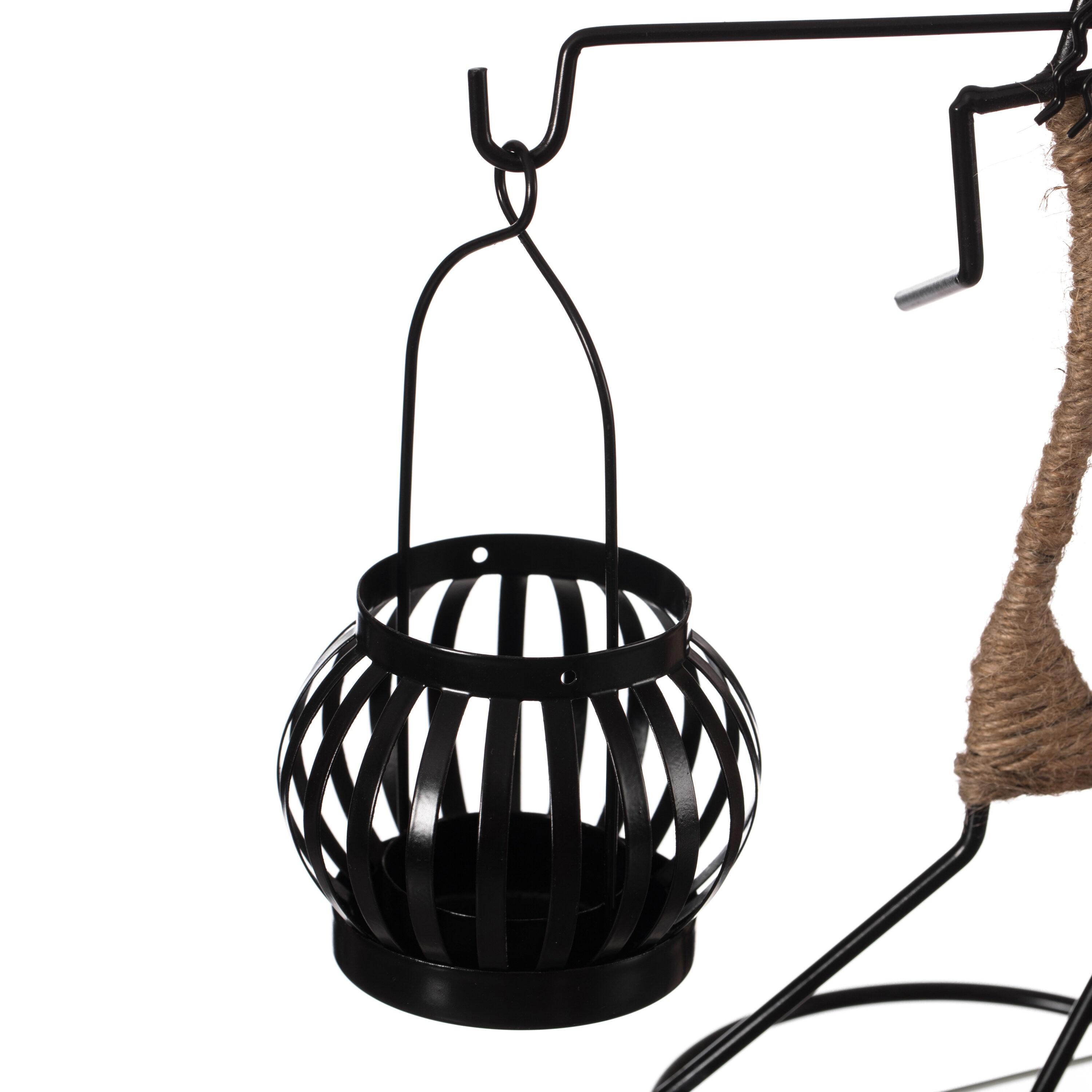 Fabulaxe Wire Figure Candle Holder Decorative Modern Tea Light Lantern Tabletop Centerpiece Candle Stand, Back Carry