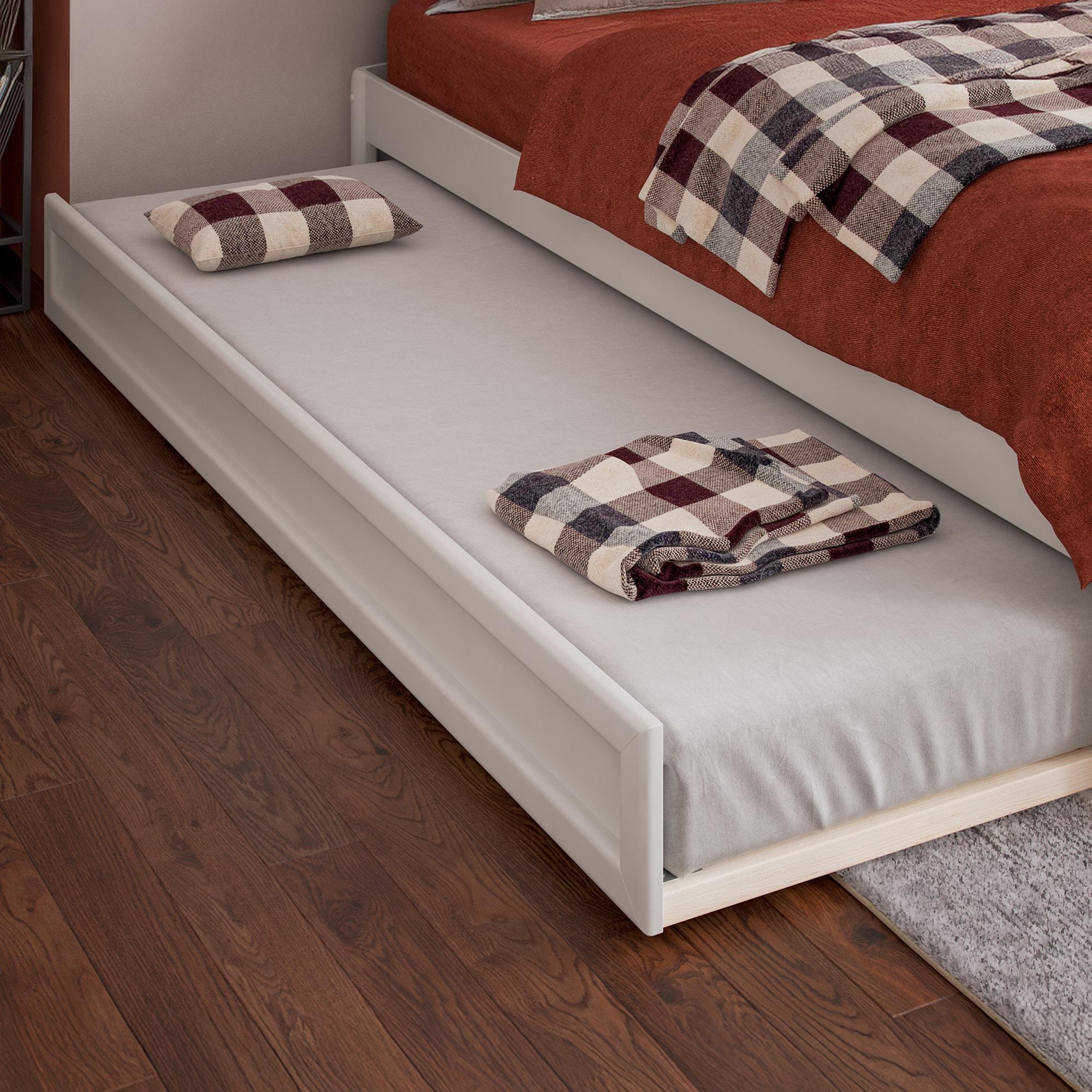 AFI Furnishings AFI Barcelona Full Solid Wood Panel Platform Bed with Twin Trundle in White
