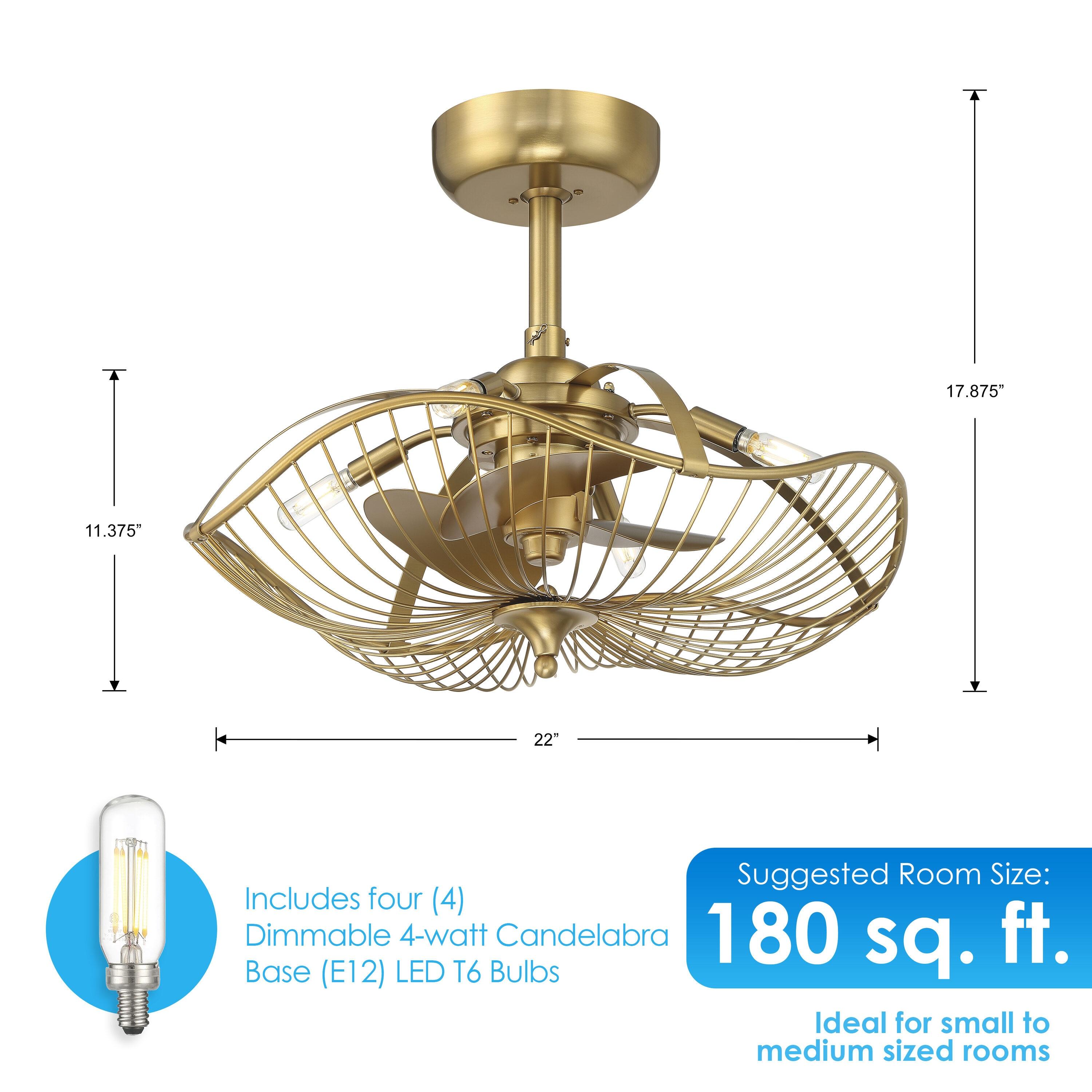 22" Akoni 3 - Blade Ceiling Fan with Light Kit Included