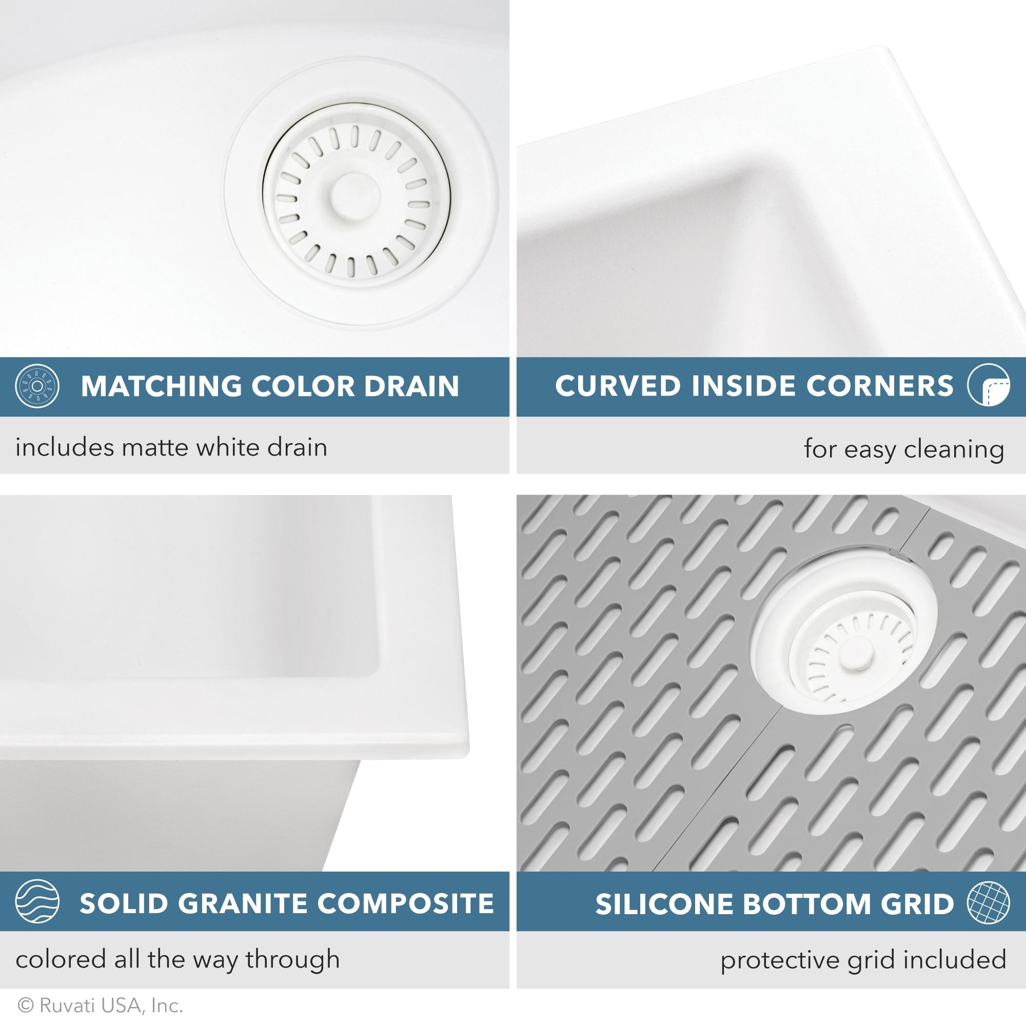 Ruvati Ruvati 33-inch Undermount Workstation Granite Composite Kitchen Sink RVG2306WH