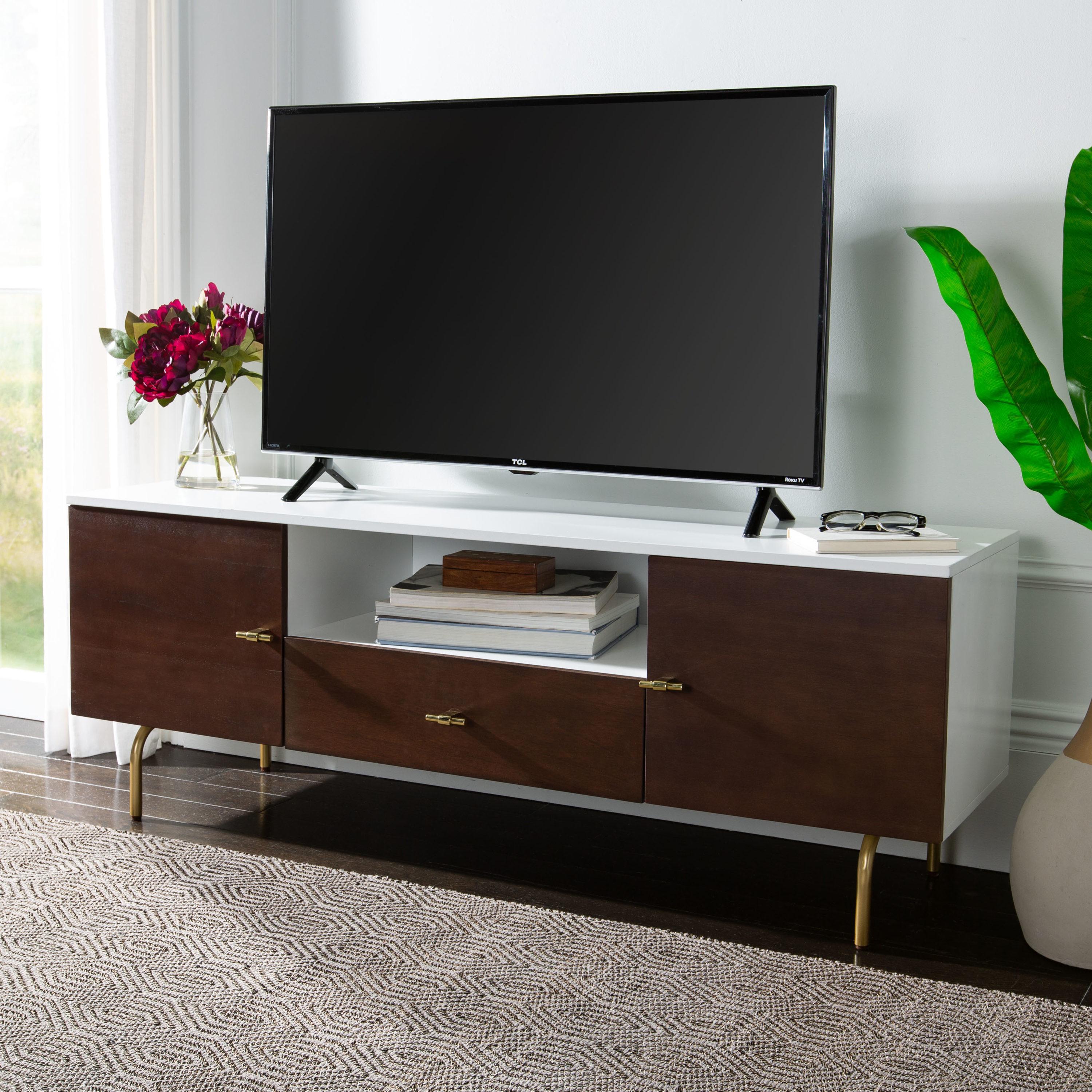 Genevieve Media Stand - Walnut/White - Safavieh.