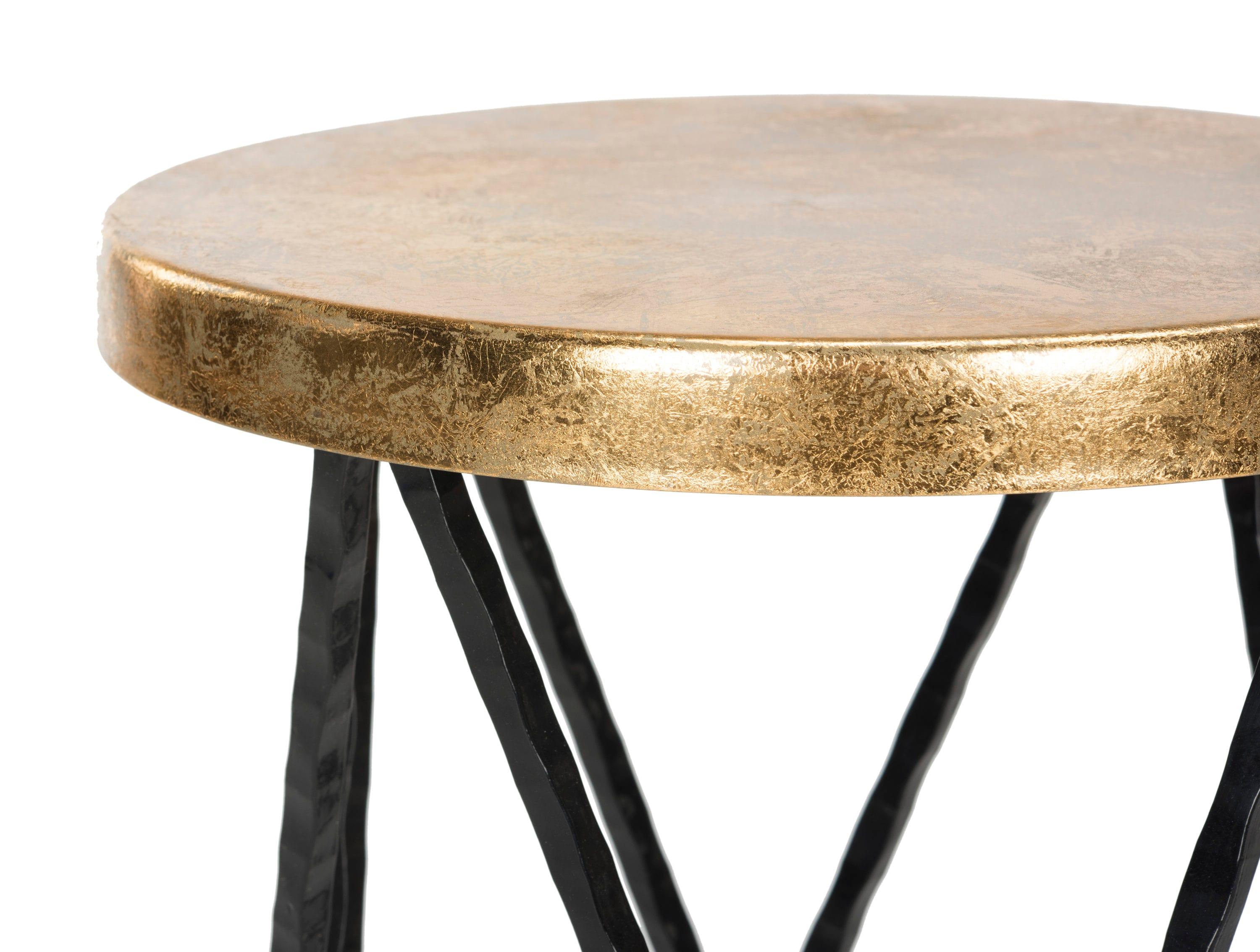 SAFAVIEH Hester Mid-Century Retro Round Top Bar Stool, Black/Gold