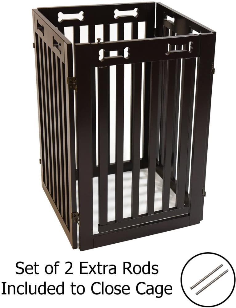 Arf Pets 31.5" Tall Freestanding Folding Dog Gate with Door - Dark Brown