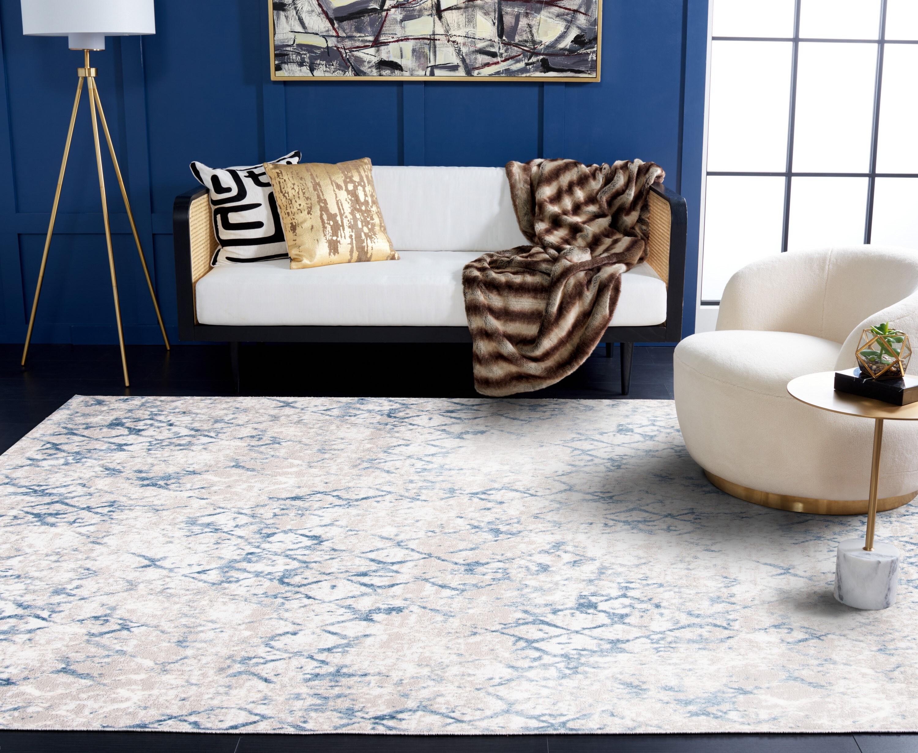 SAFAVIEH Amelia Roslyn Abstract Distressed Area Rug, Light Grey/Blue, 10' x 14'