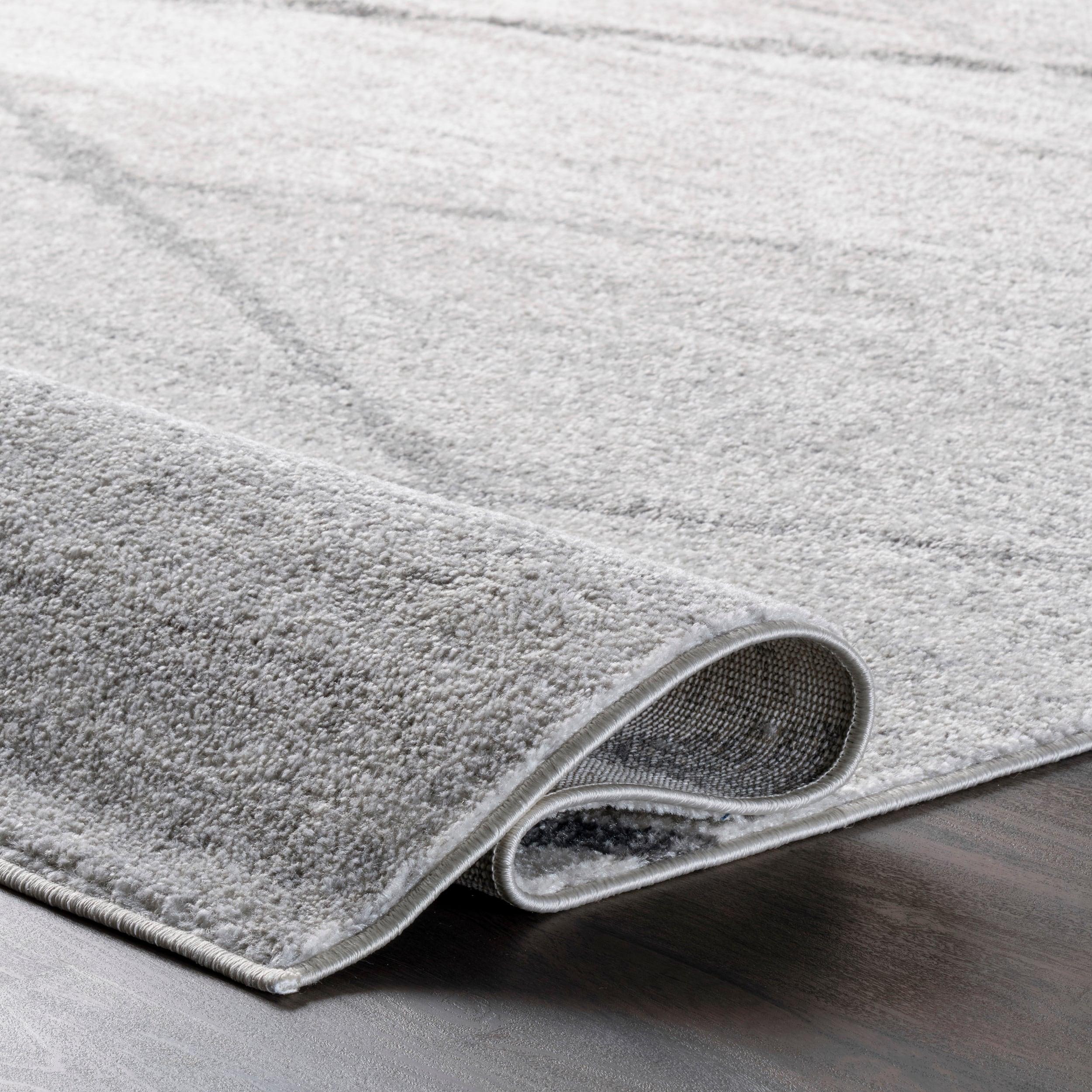 Gray Oval Reversible Stain-Resistant Synthetic Area Rug