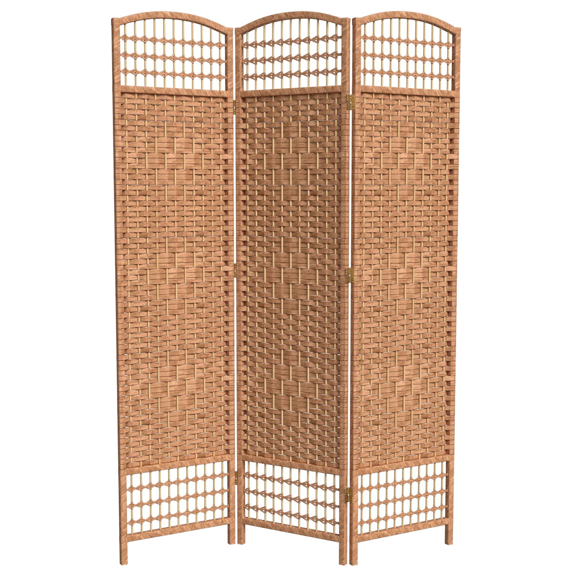 Oriental Furniture 5 1/2 ft. Tall Fiber Weave Room Divider - Natural - 3 Panel