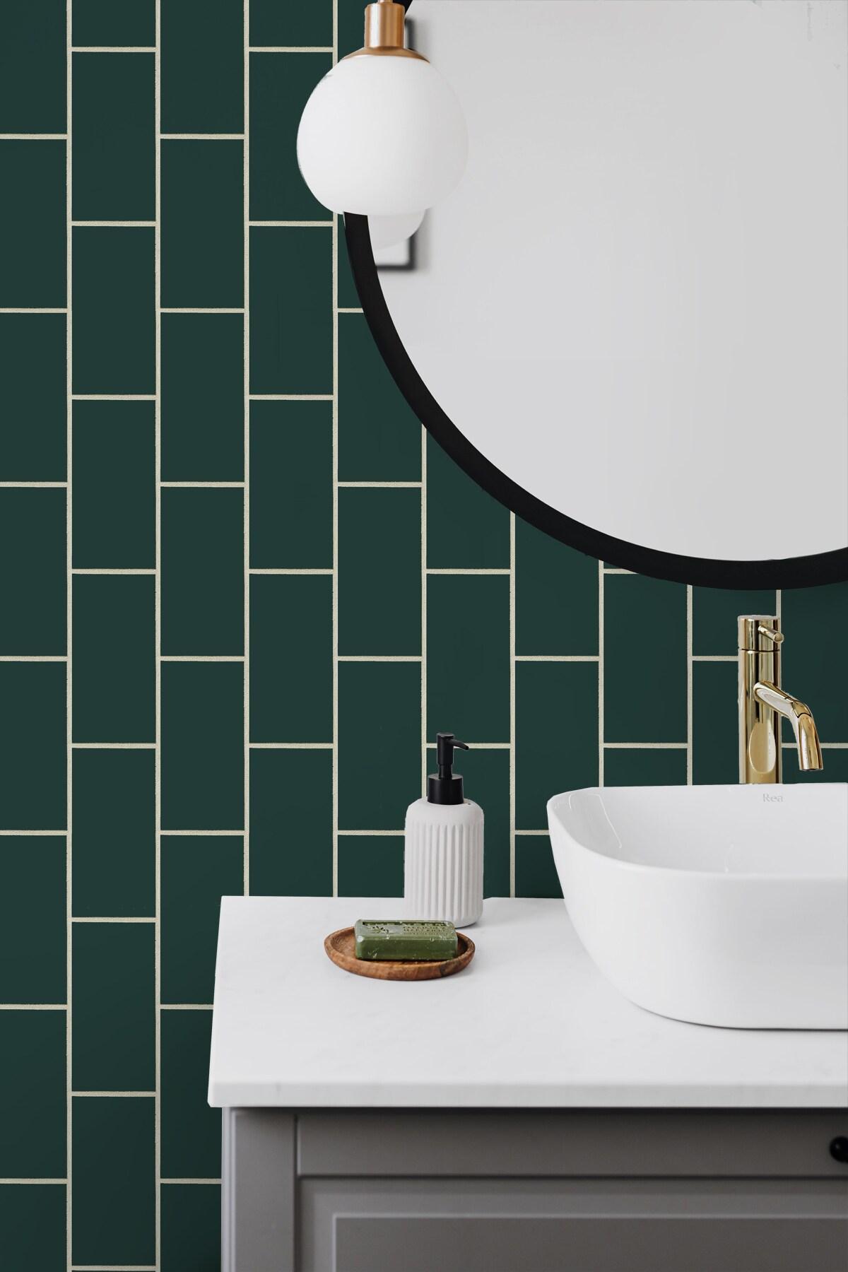 NextWall Retro Subway Tile Peel and Stick Wallpaper