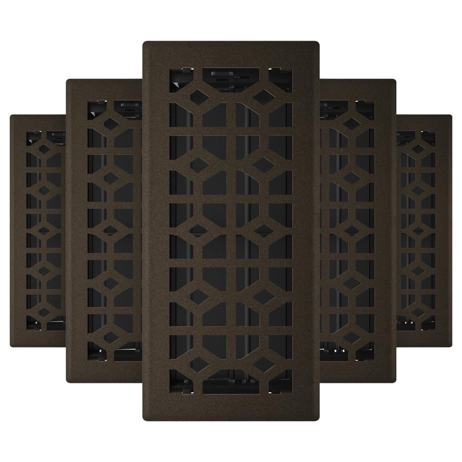 4in x 10in Templar Style Bronze Age Metal Heating and Cooling Air Floor Register (5 PACK) - Overall 5 1/4" x 11 1/4"