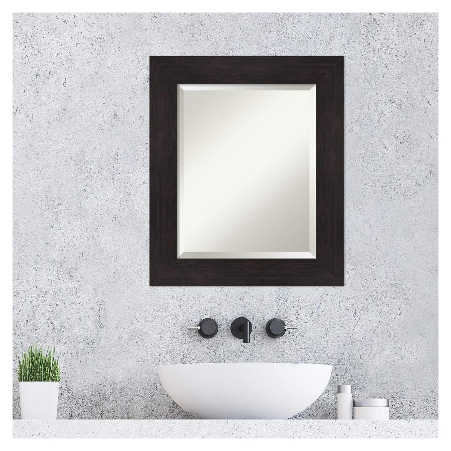 Amanti Art Furniture 21.38-Inches x 25.38-Inches Framed Rectangle Bathroom Vanity Mirror ( Espresso Brown )