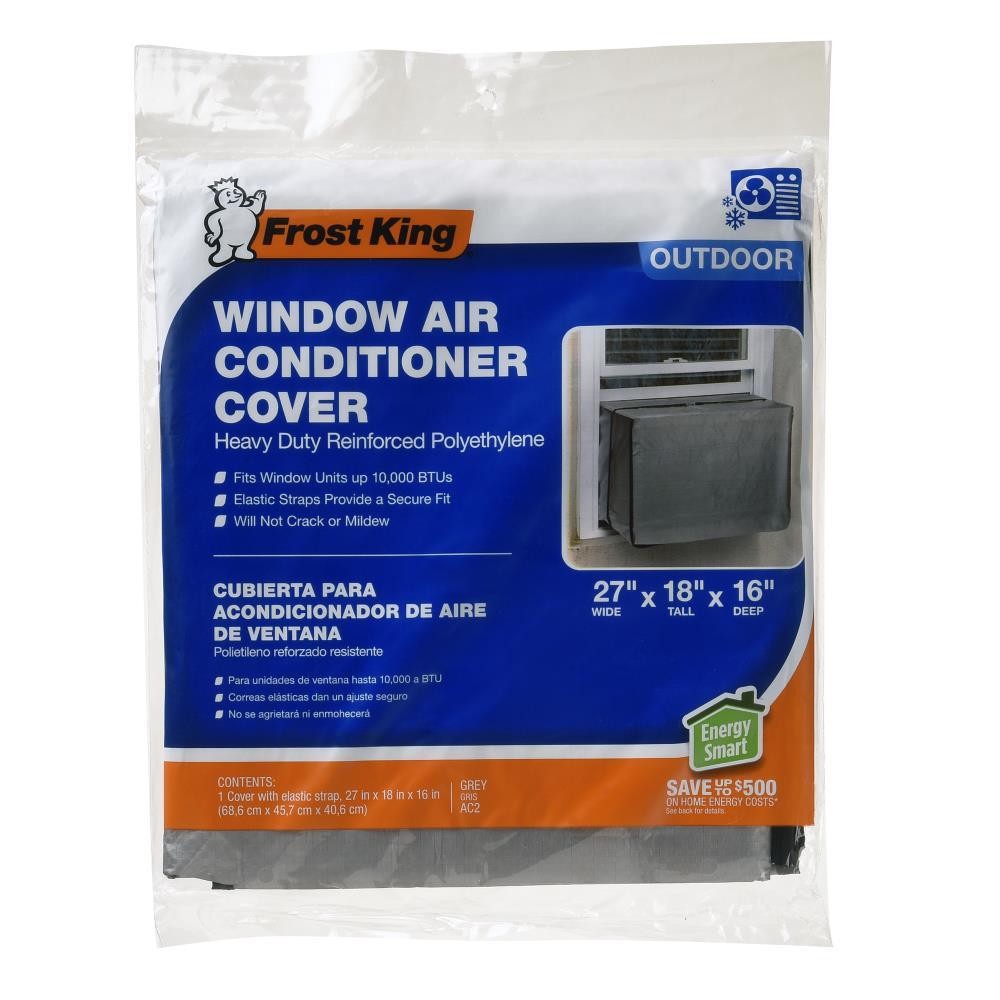 Silver Polyethylene Window Air Conditioner Cover with Elastic Strap, 18 x 27 x 16 inches