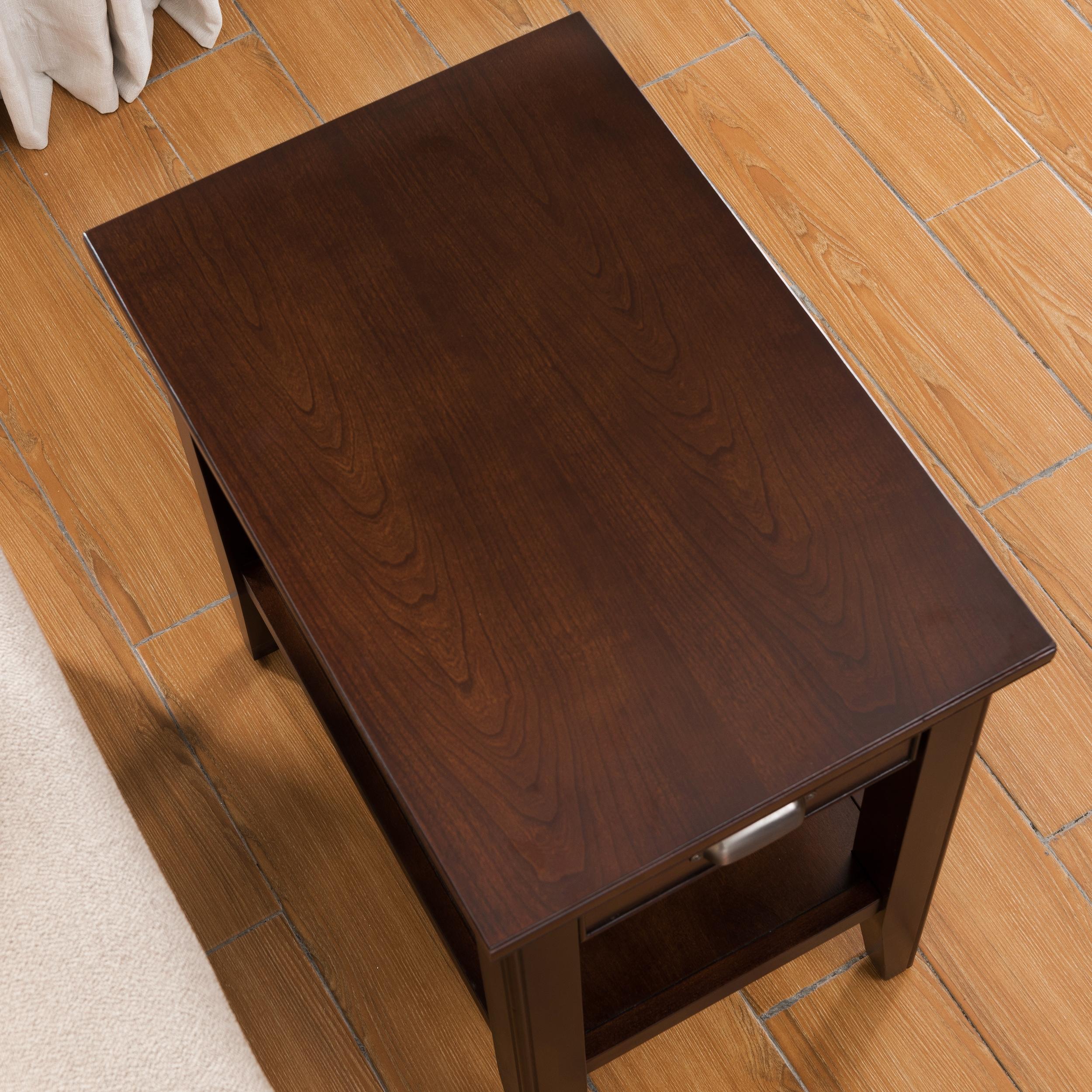 Laurent Drawer Chairside Table Chocolate Cherry Finish - Leick Home: Solid Wood, Beaded Edge, Ball Bearing Glides