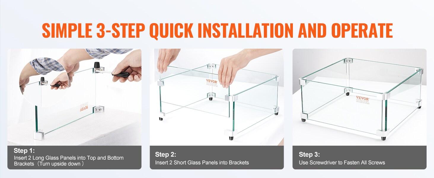 VEVOR Tempered Glass Fire Pit Accessory (Set of 4)