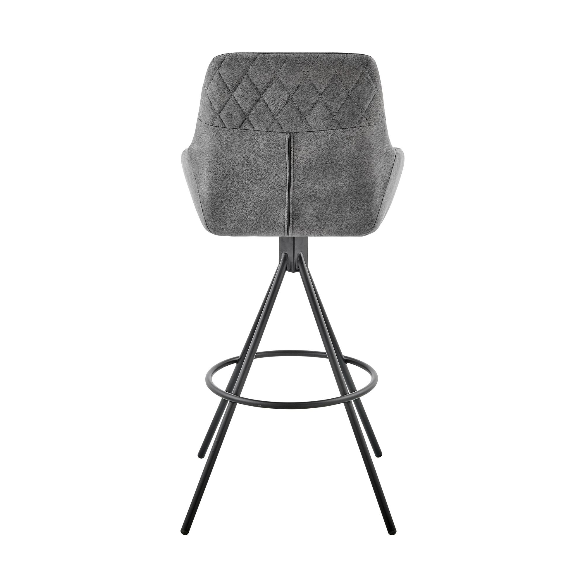 30" Odessa Barstool with Fabric Finish Black/Charcoal - Armen Living: Matte Metal Frame, Square Back
