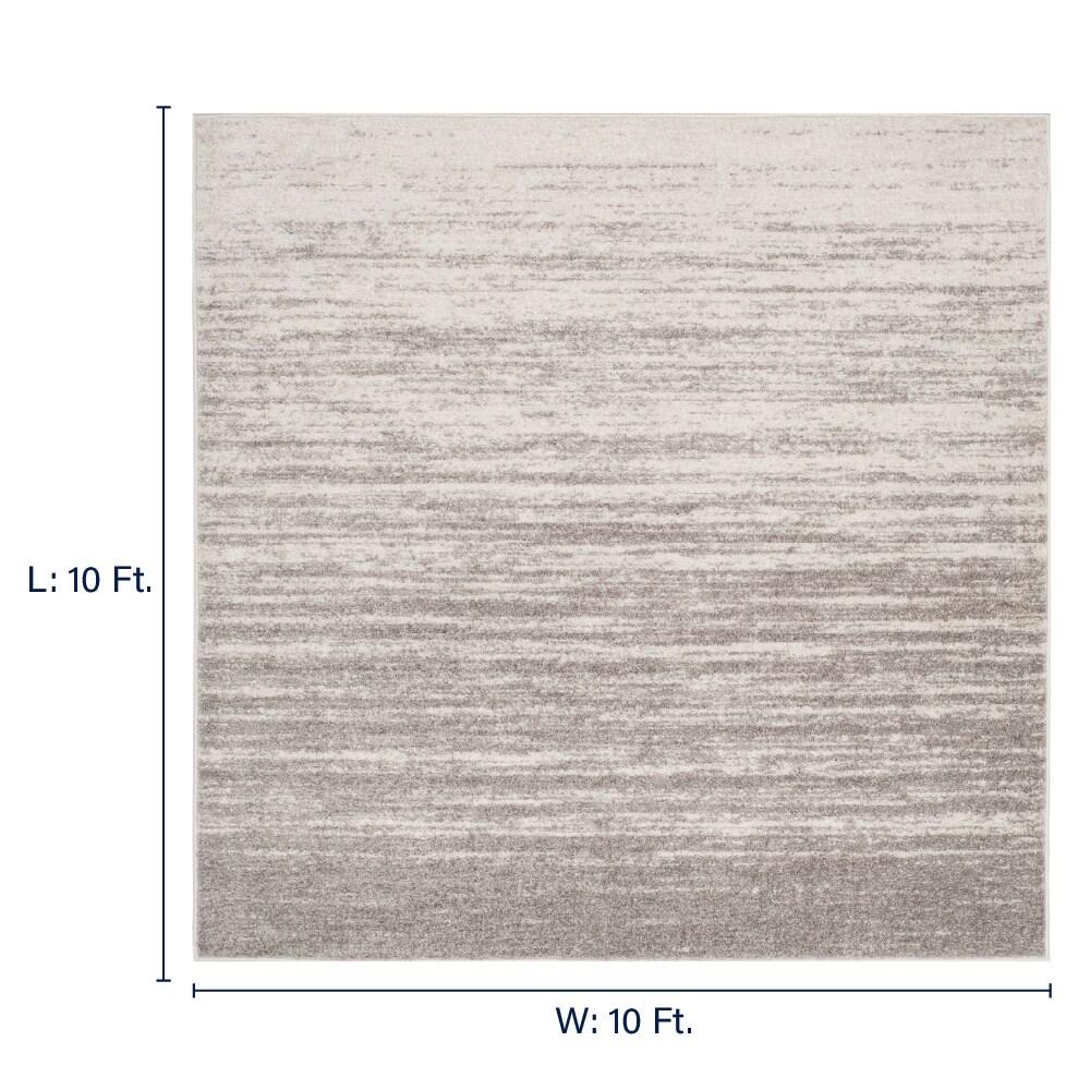 SAFAVIEH Adirondack Esmond Striped Area Rug, Light Grey/Grey, 10' x 10' Square