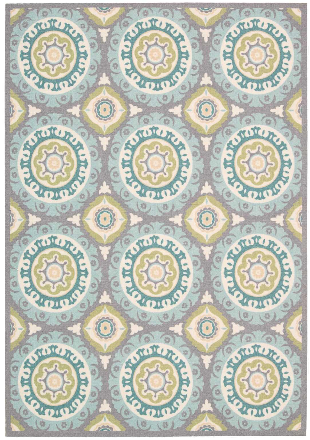 Waverly Sun & Shade "Solar Flair" Jade Indoor/Outdoor Area Rug by Nourison SND16 5'3" x 5'3"