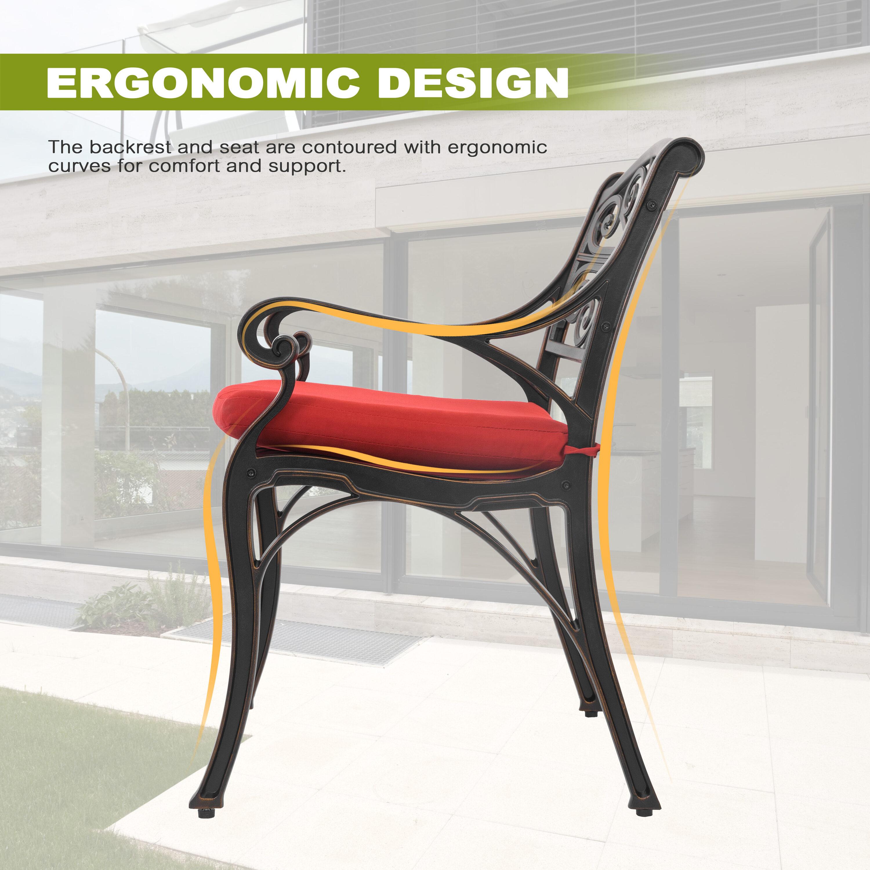 Nuu Garden 3-Piece Patio Bistro Set Outdoor Cast Aluminum Bistro Table and Chairs Set of 2, Outdoor Patio Table Set with Umbrella Hole and Cushions for Patio Balcony, Black