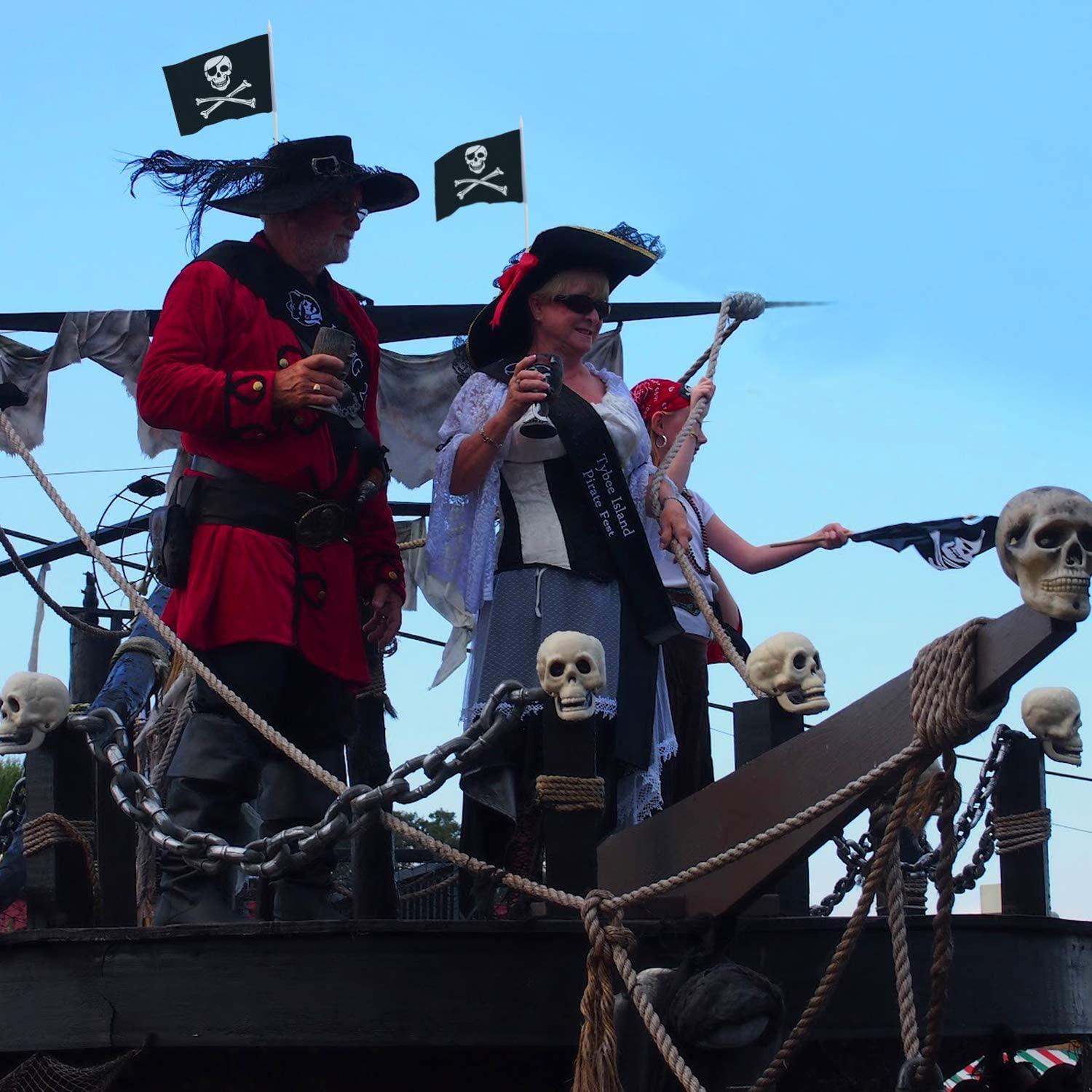 ANLEY Pirate Stick 2-Sided Polyester 5" x 8" House Flag (Set of 12)