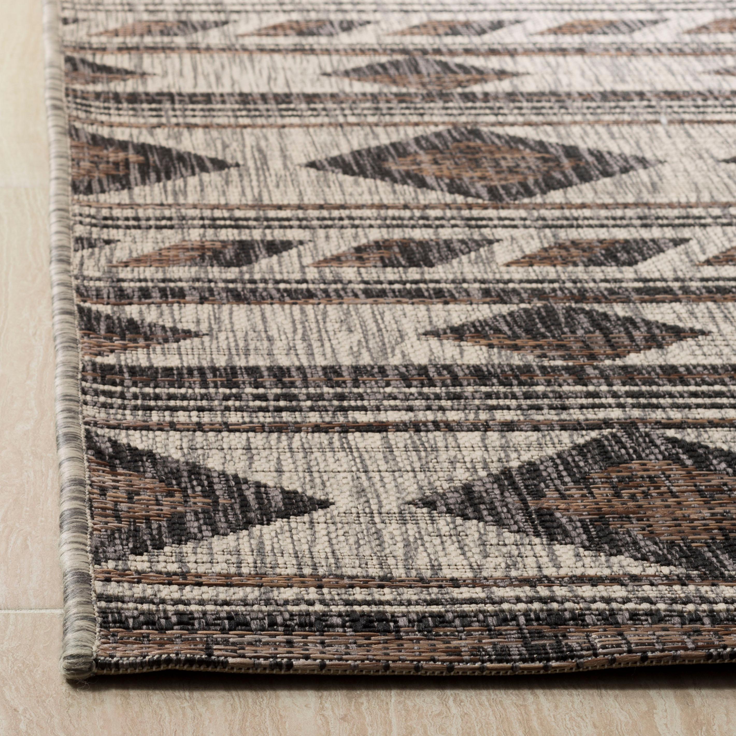 Courtyard CY8529 Power Loomed Indoor/Outdoor Area Rug - Grey/Black - 5'3"x5'3" - Safavieh.