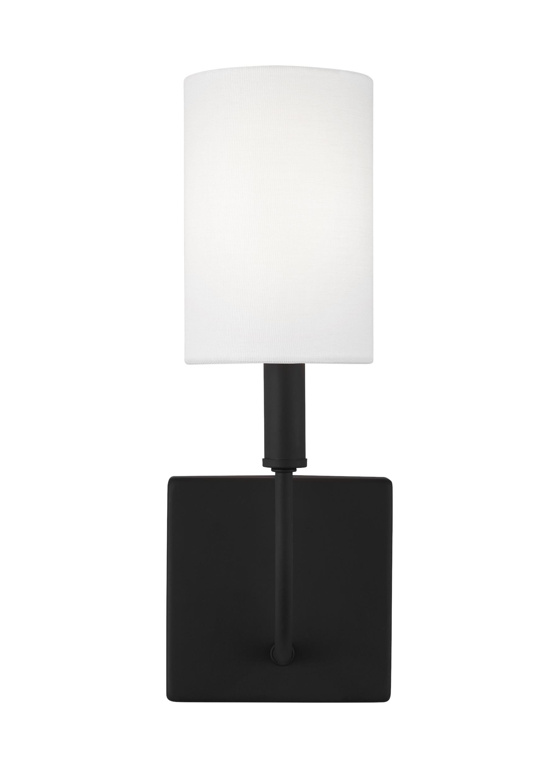 Midnight Black and White Linen Wall Sconce