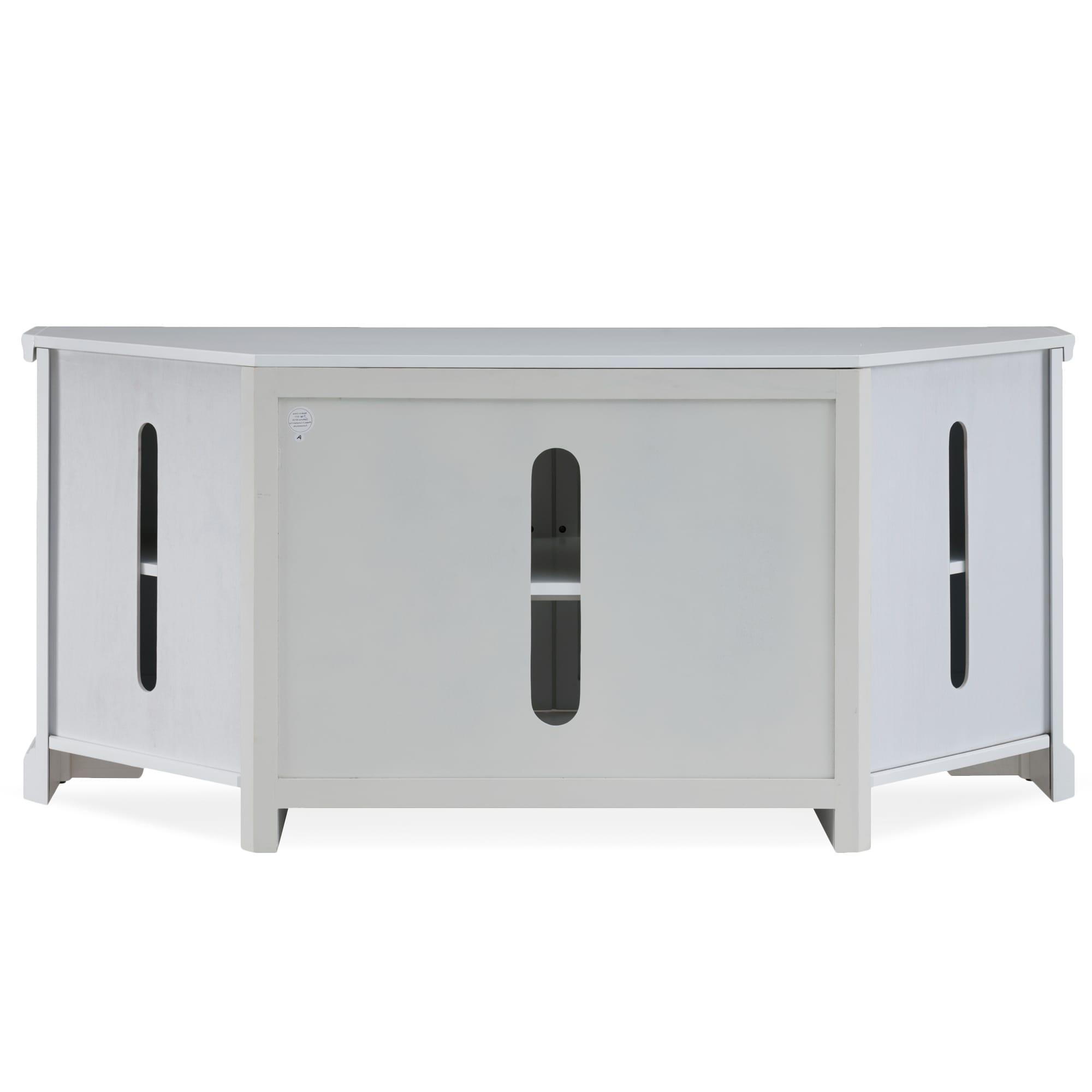 Leick Home 85386 Corner TV Stand with Enclosed Storage For 65" TV's, White