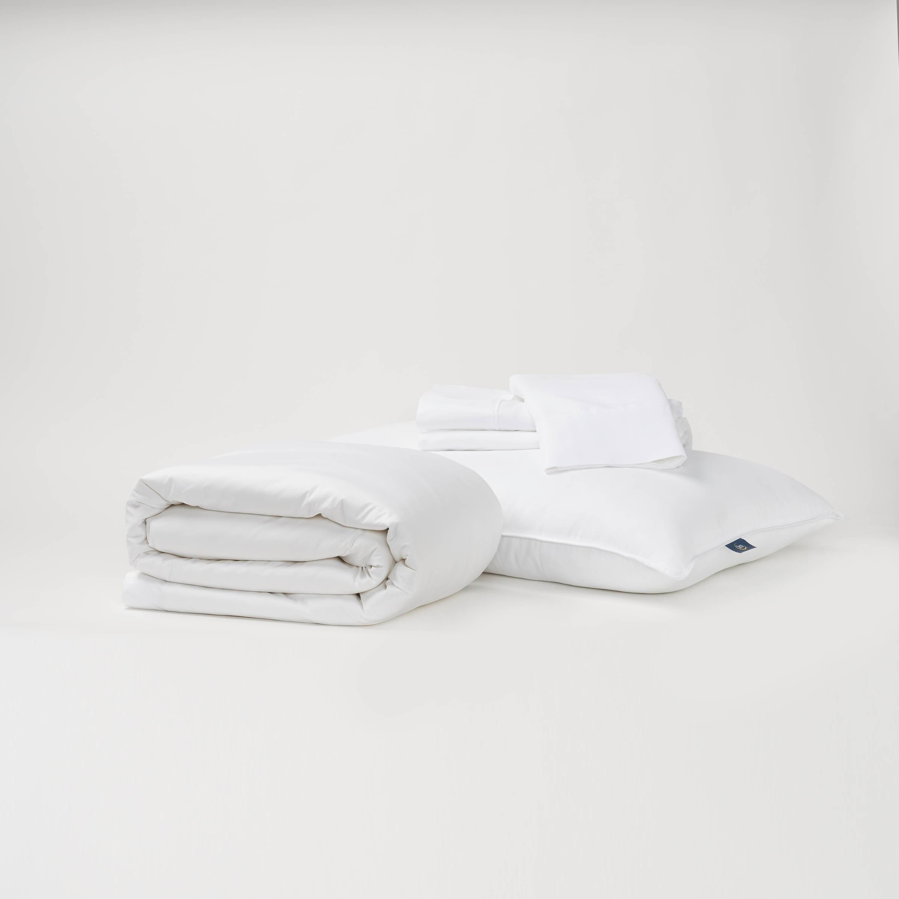 Serta Classic Bedding Bundle - Contains a Twin Size Mattress Protector and Sheet Set Along with One Standard Pillow - CertiPUR-US Certified White