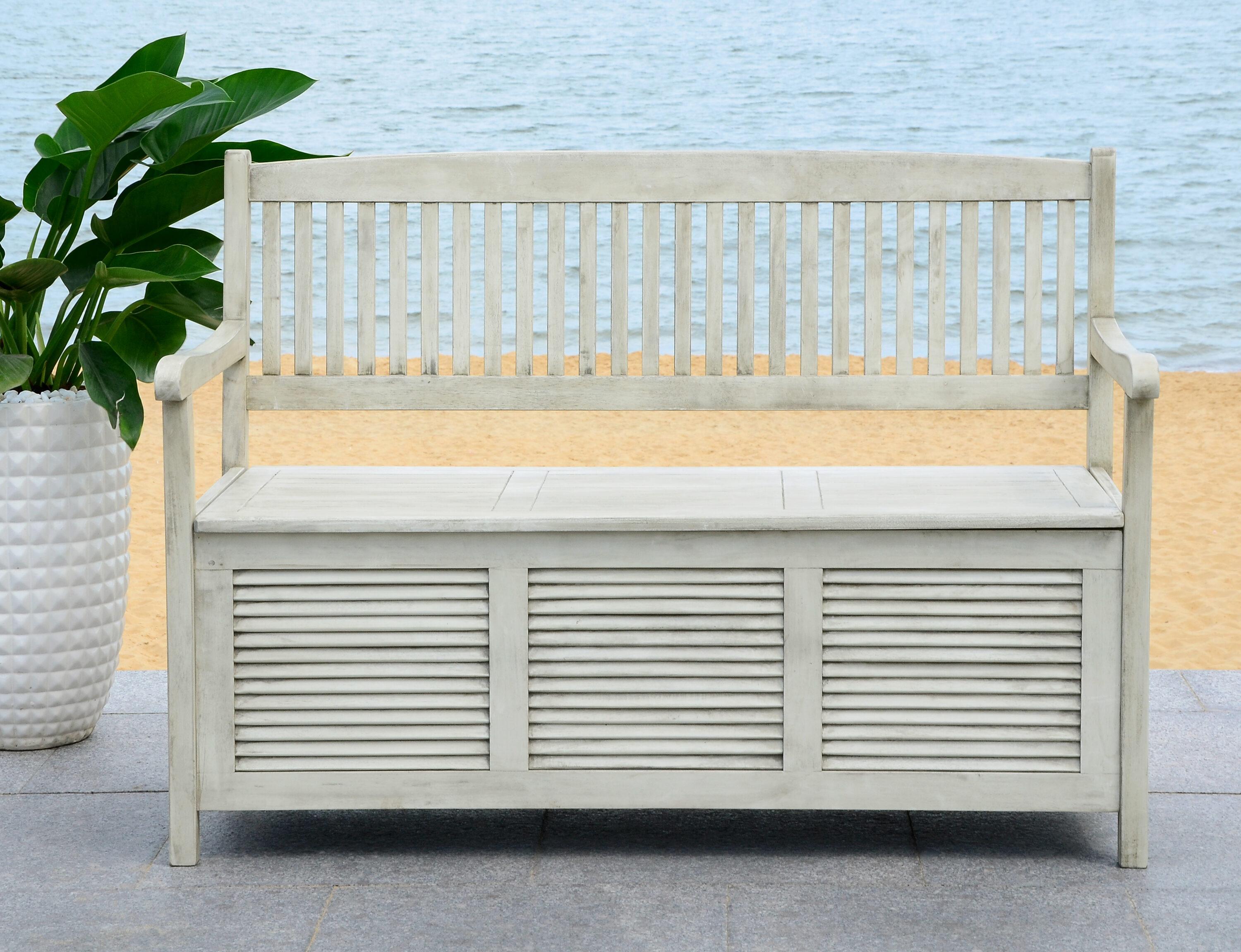 Brisbane Bench - Outdoor - PAT7017 - Distressed/White - Safavieh