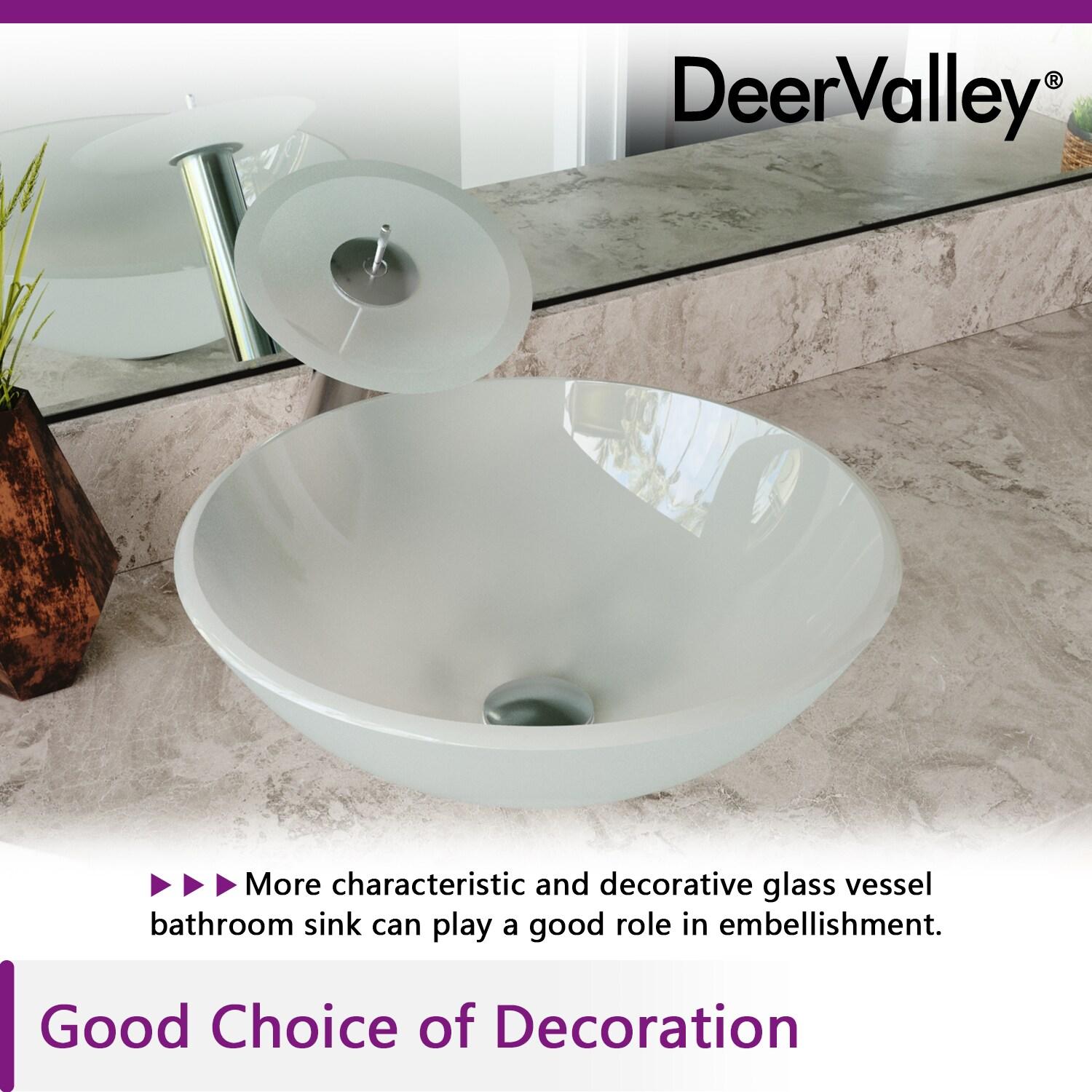 DeerValley Symmetry 16.5'' Circular Glass Vessel Bathroom Sink