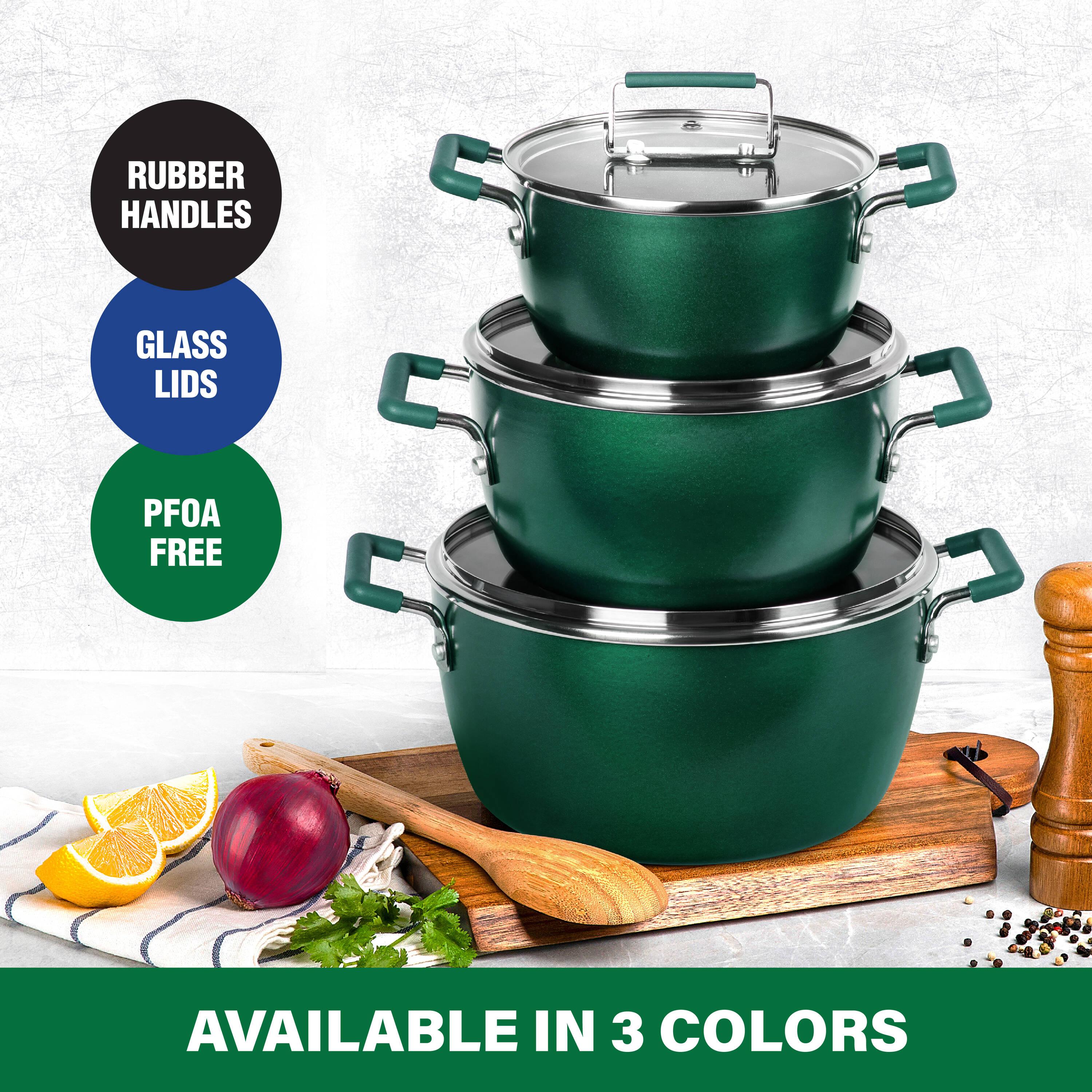 Granitestone 6 Piece Stackable Nonstick Nesting Pots with Lids, Dishwasher Safe