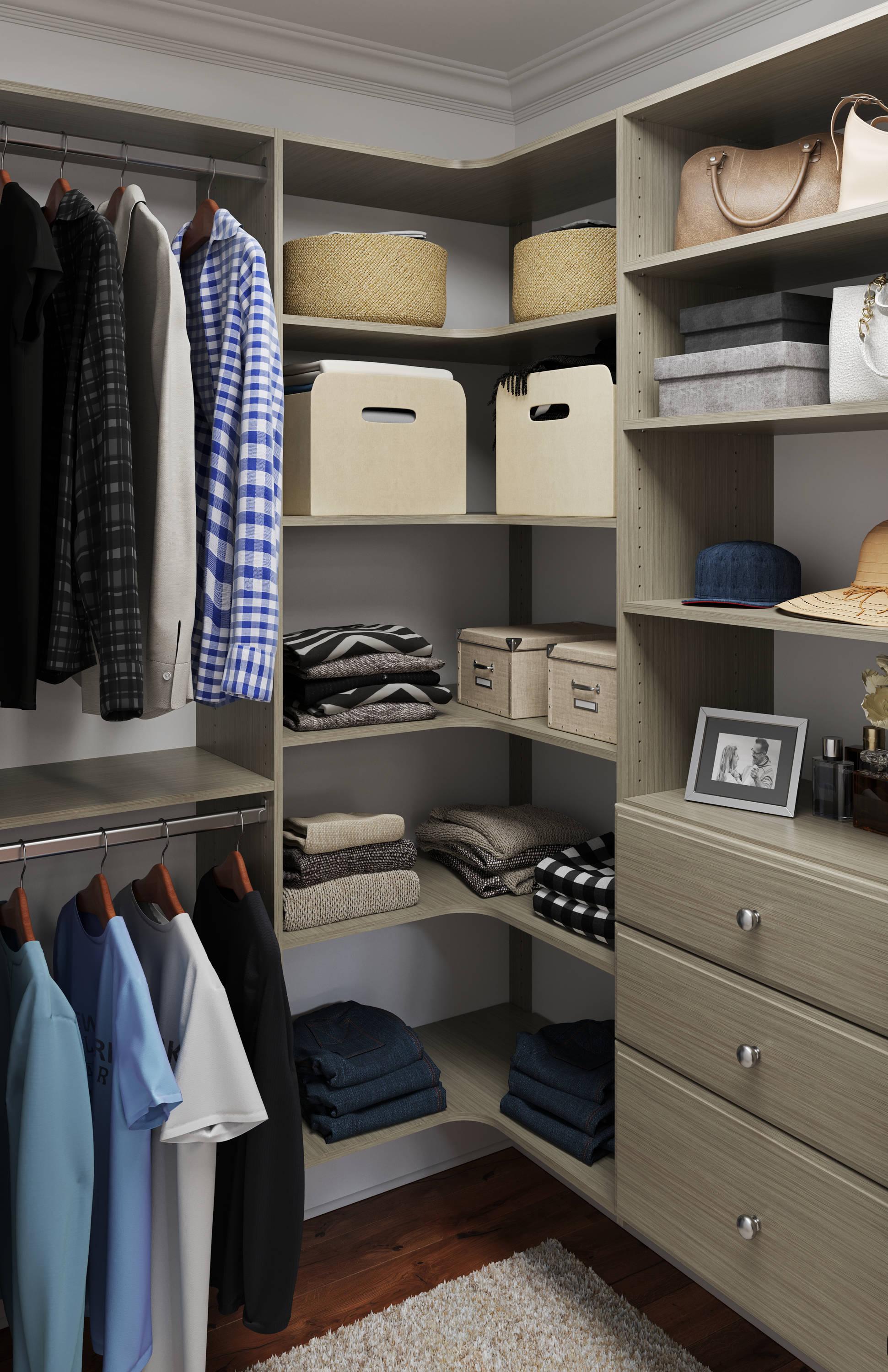 Easy Track Ph42 30-1/2" Wide Corner Closet Organizer System - Grey