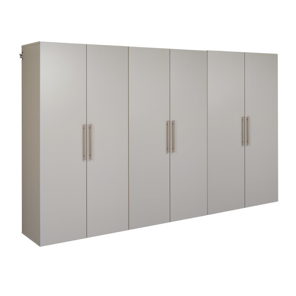 Prepac 3pc Hangups 108" Storage Cabinet Set Light Gray: Wood Composite, 6-Door, 12-Shelf Organizer