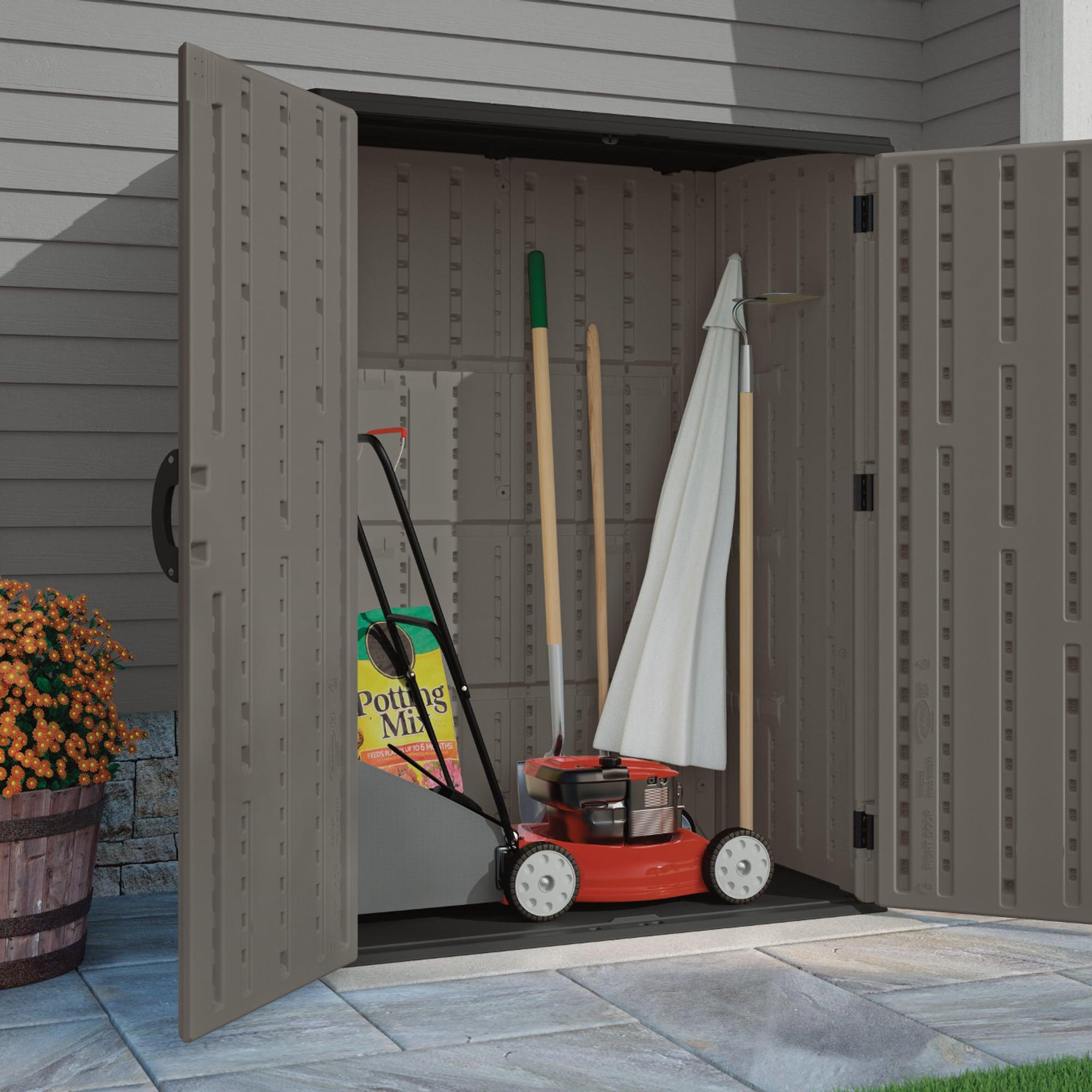 Stoney Gray Resin Vertical Storage Shed with Shelving