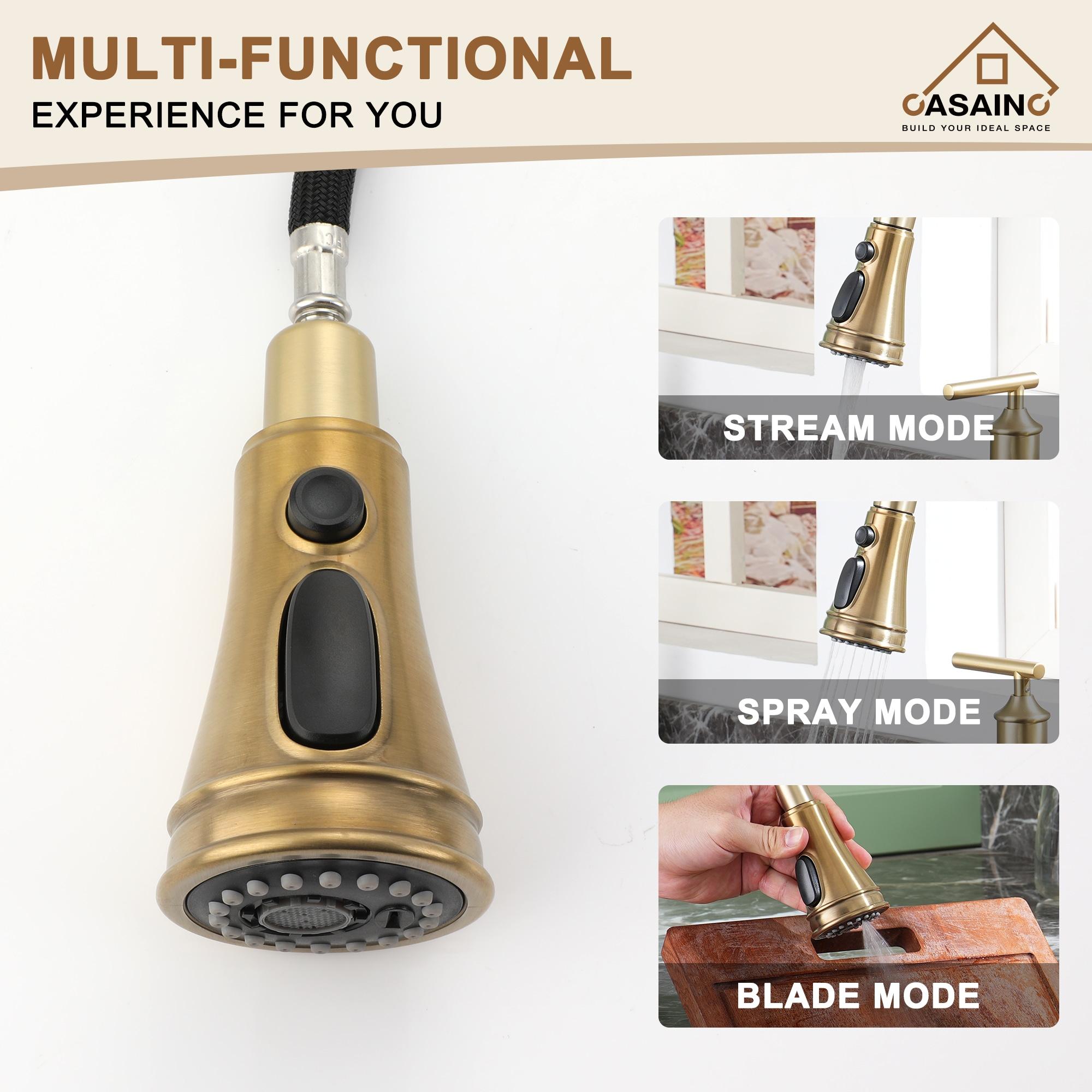 CASAINC Bridge Pull Down Touchless Sensor Kitchen Faucet with 2 Handles