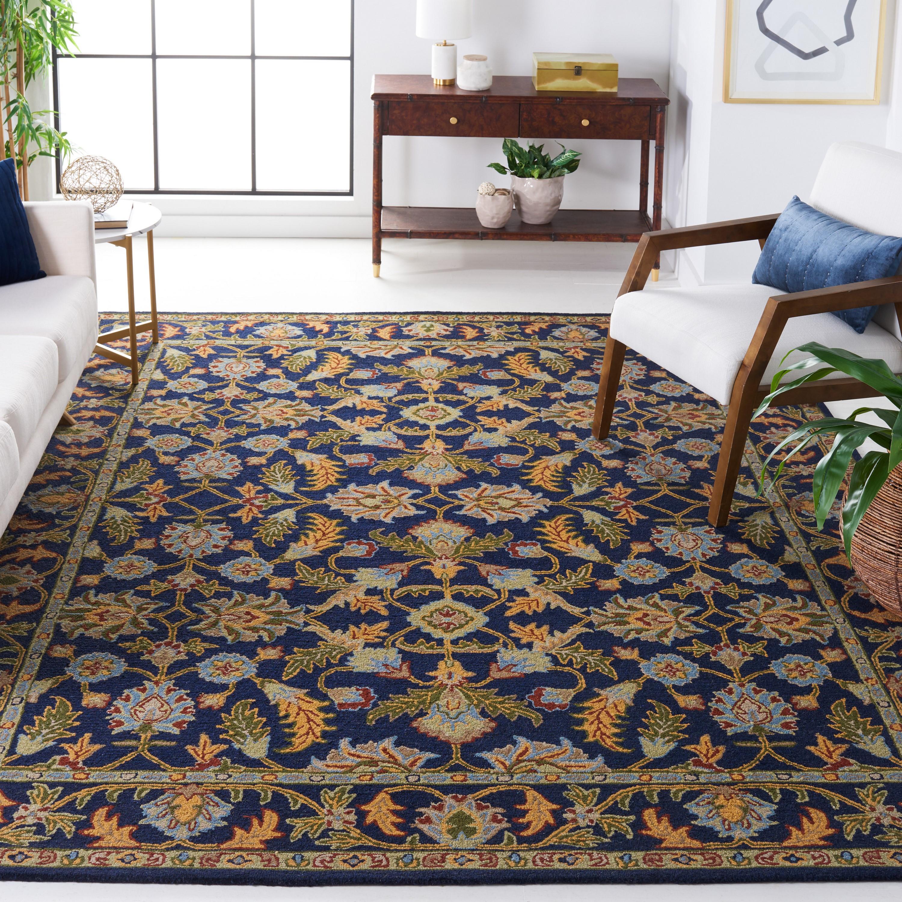 Blossom BLM219 Hand Tufted Area Rug - Navy - 8'x10' - Safavieh.