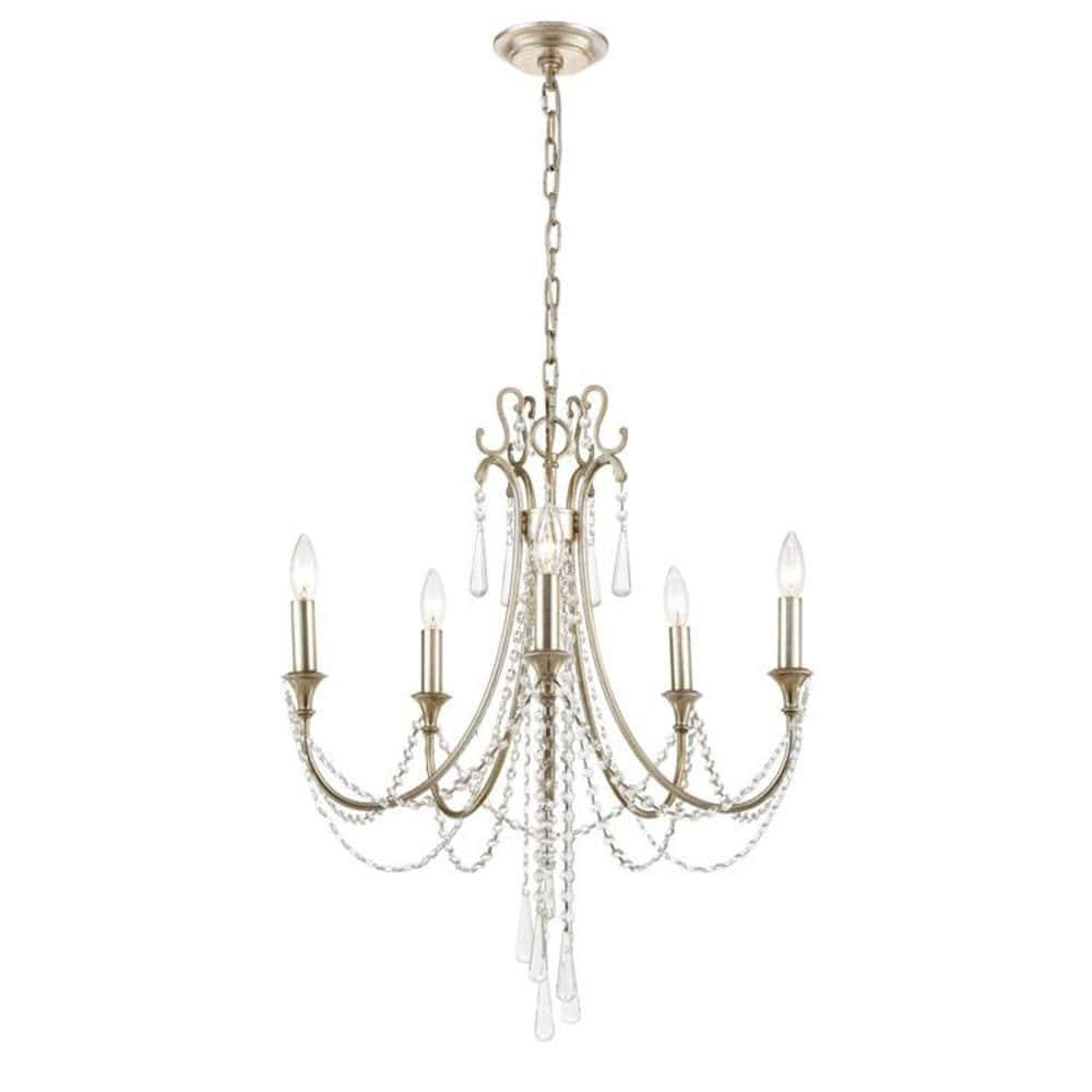 Crystorama Lighting Group Arc-1905-Cl-Mwp Arcadia 5 Light 24" Wide Crystal Candle Style