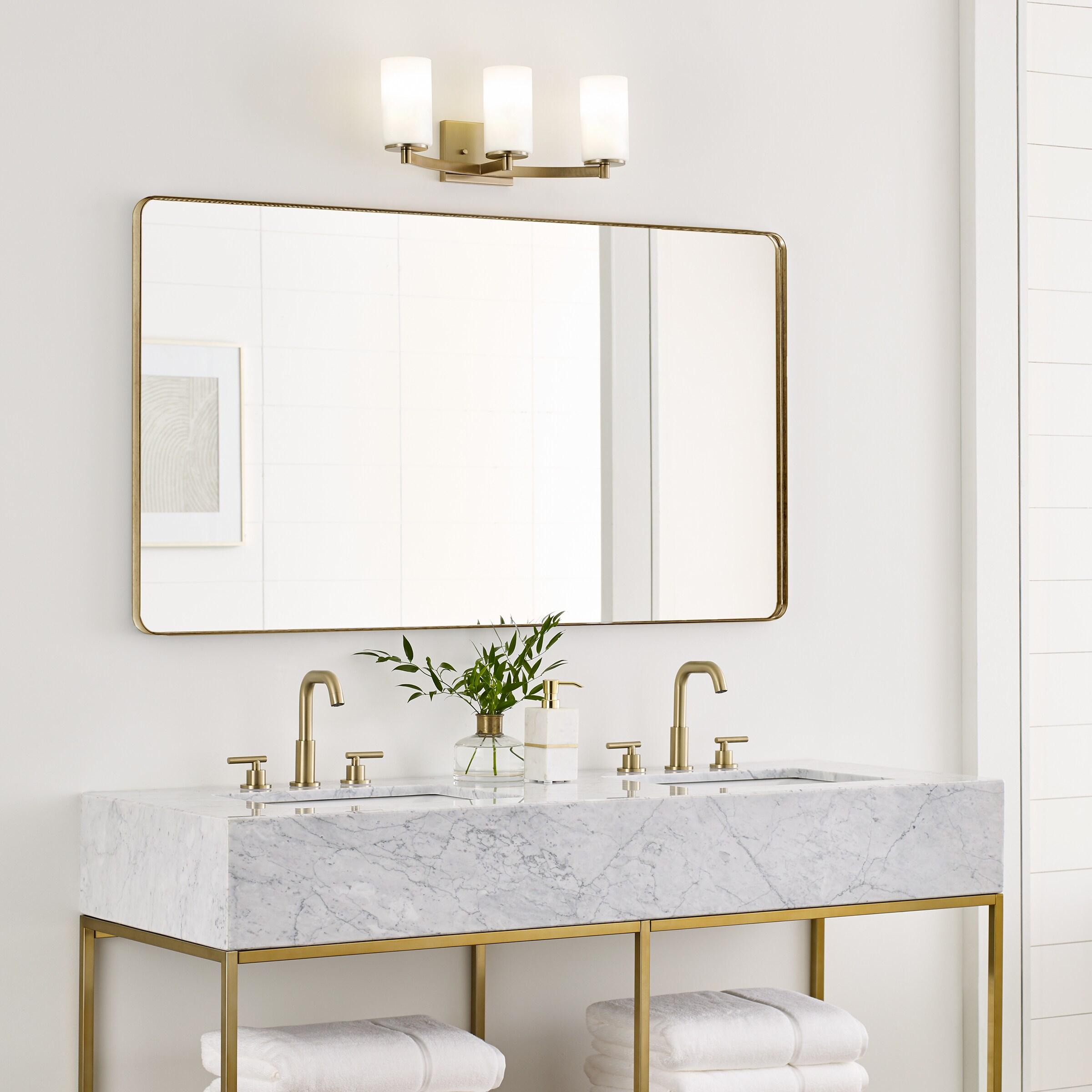 Satin Brass 3-Light Dimmable Bath Vanity Fixture