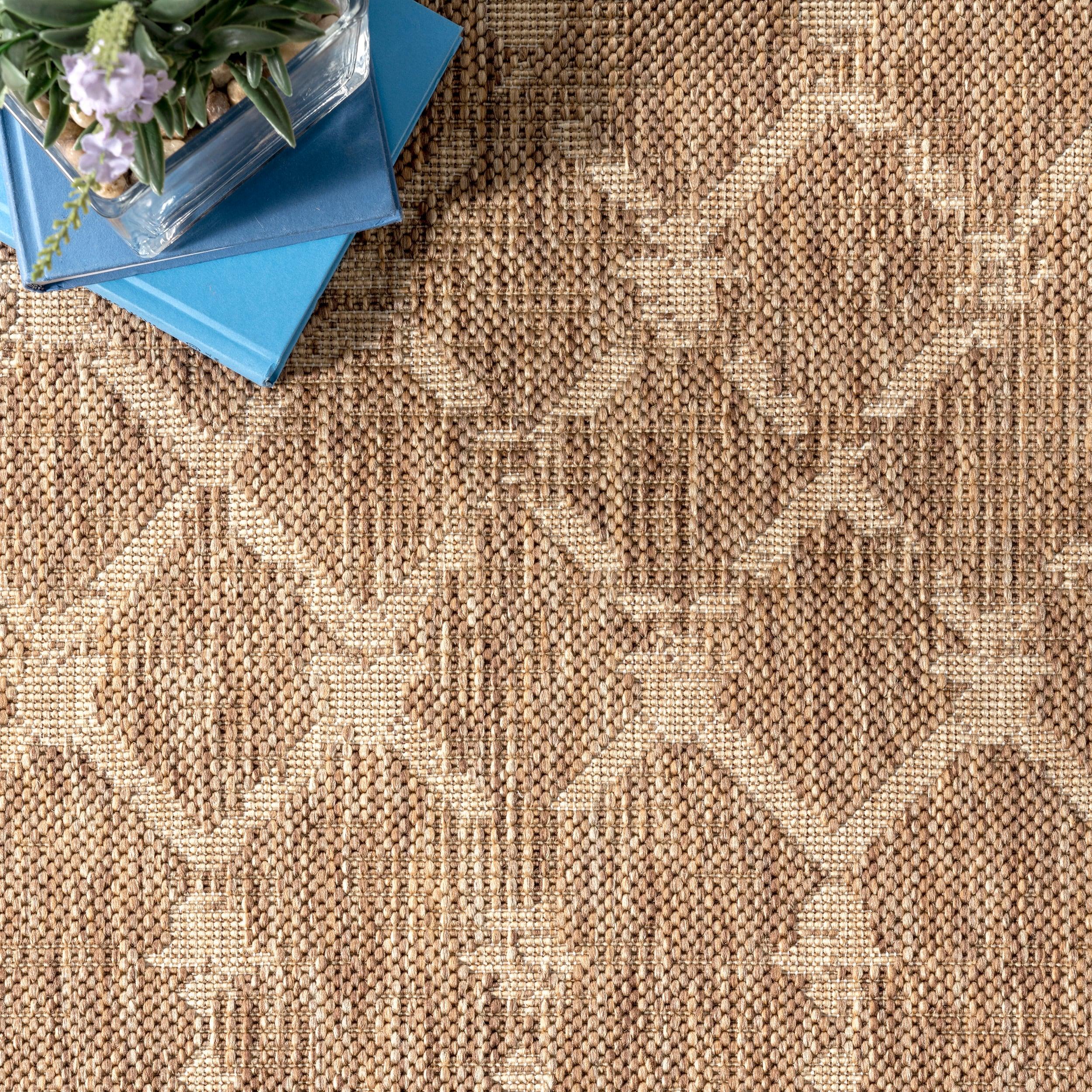 Nuloom Grayson Trellis 5x8 Indoor/Outdoor Area Rug for Living Room Patio Deck Front Porch Kitchen, Brown/Ivory