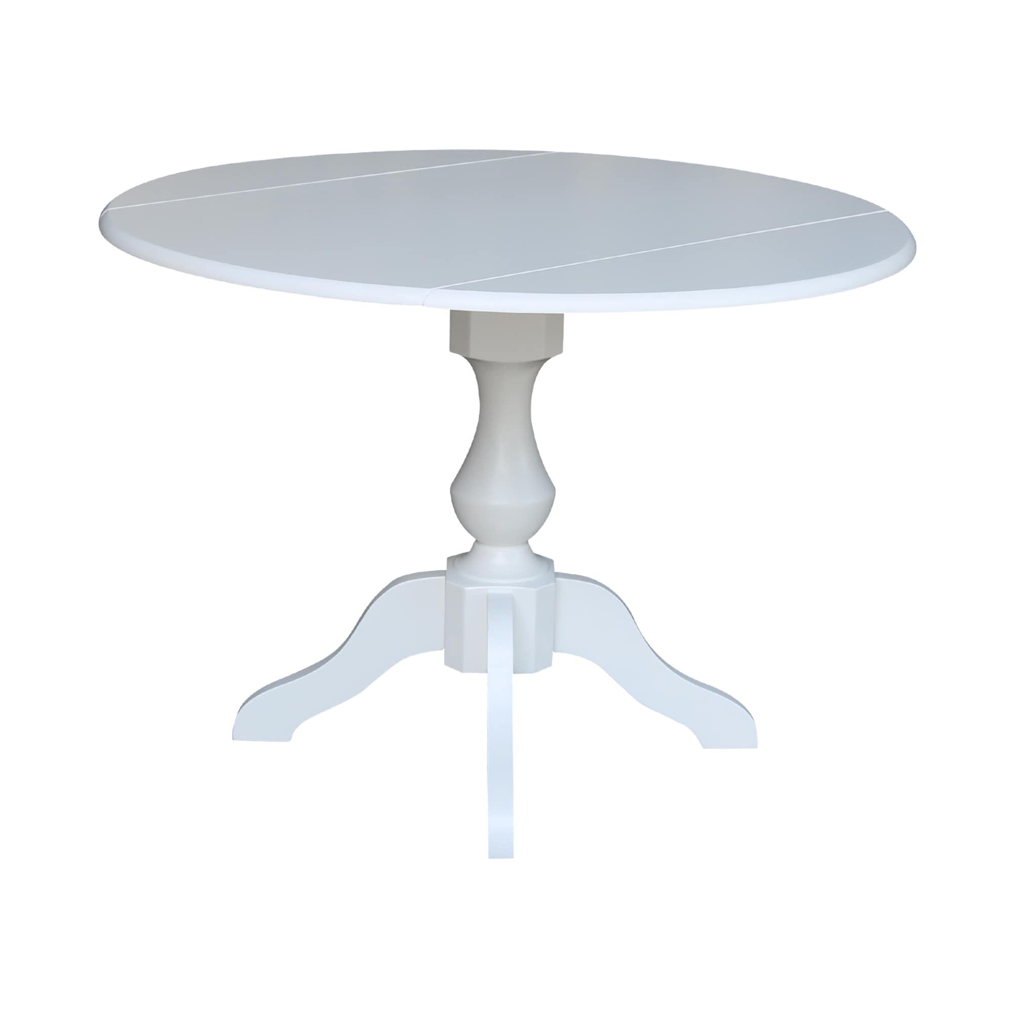 42" Patsy Round Top Dual Dining Table White - International Concepts: Drop Leaf, Seats 4