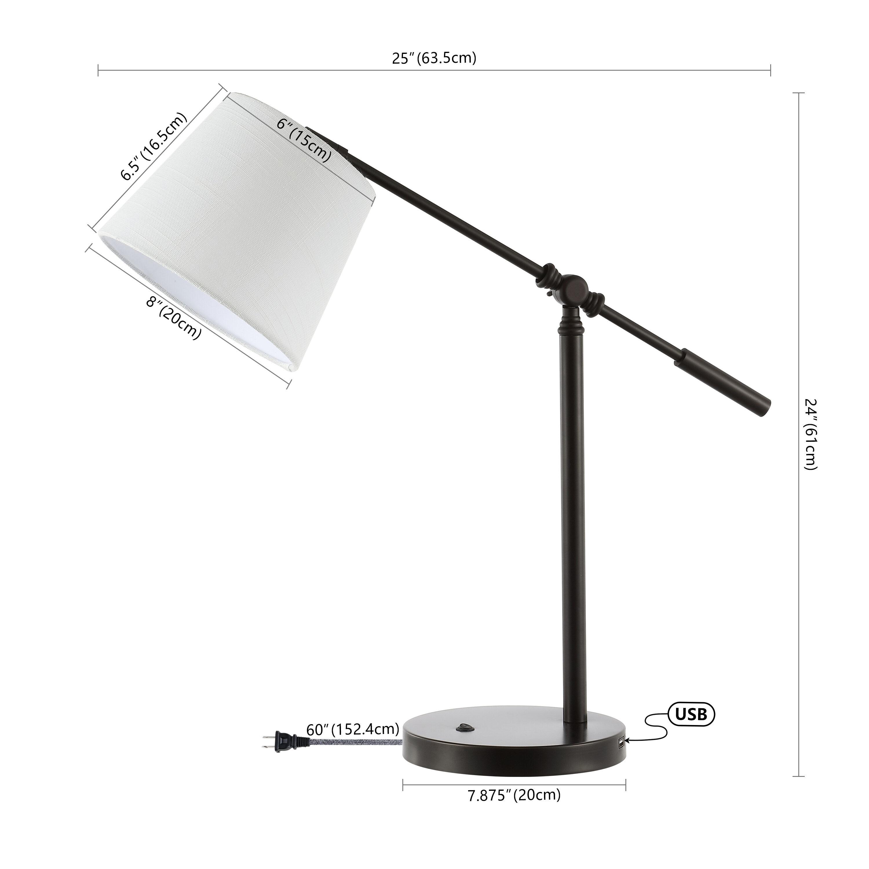 Troy 24 in. Classic Contemporary Iron LED Task Lamp with USB Charging Port, Oil Rubbed Bronze