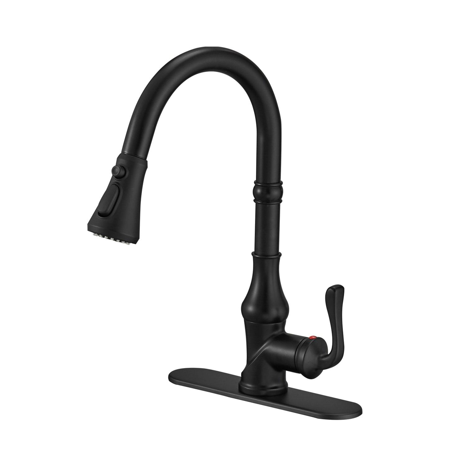 Single-Handle Pull-Down Sprayer 3 Spray High Arc Kitchen Faucet With Deck Plate