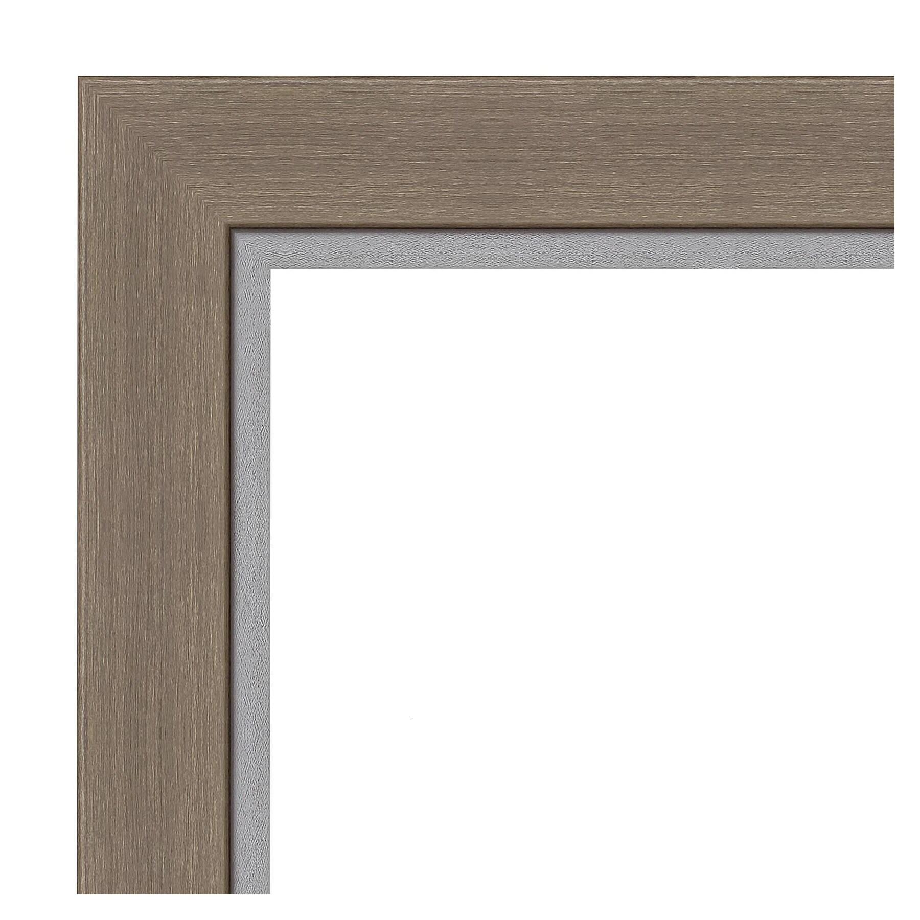 43" x 33" Eva Framed Bathroom Vanity Wall Mirror Brown - Amanti Art: Polystyrene Frame, Beveled Glass, Wall Mount