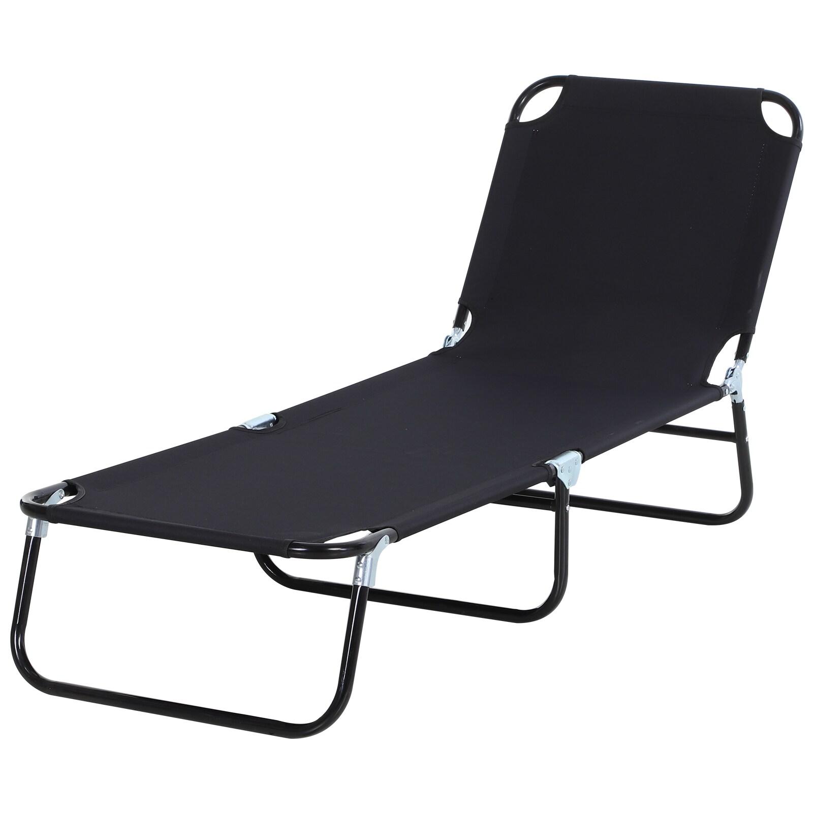 Outsunny Patio Chaise Lounge Chair, Layout Sun Tanning, Folding Sunbathing Beach Chair for Adults, Reclining Lay Down Lounger for Pool, Black