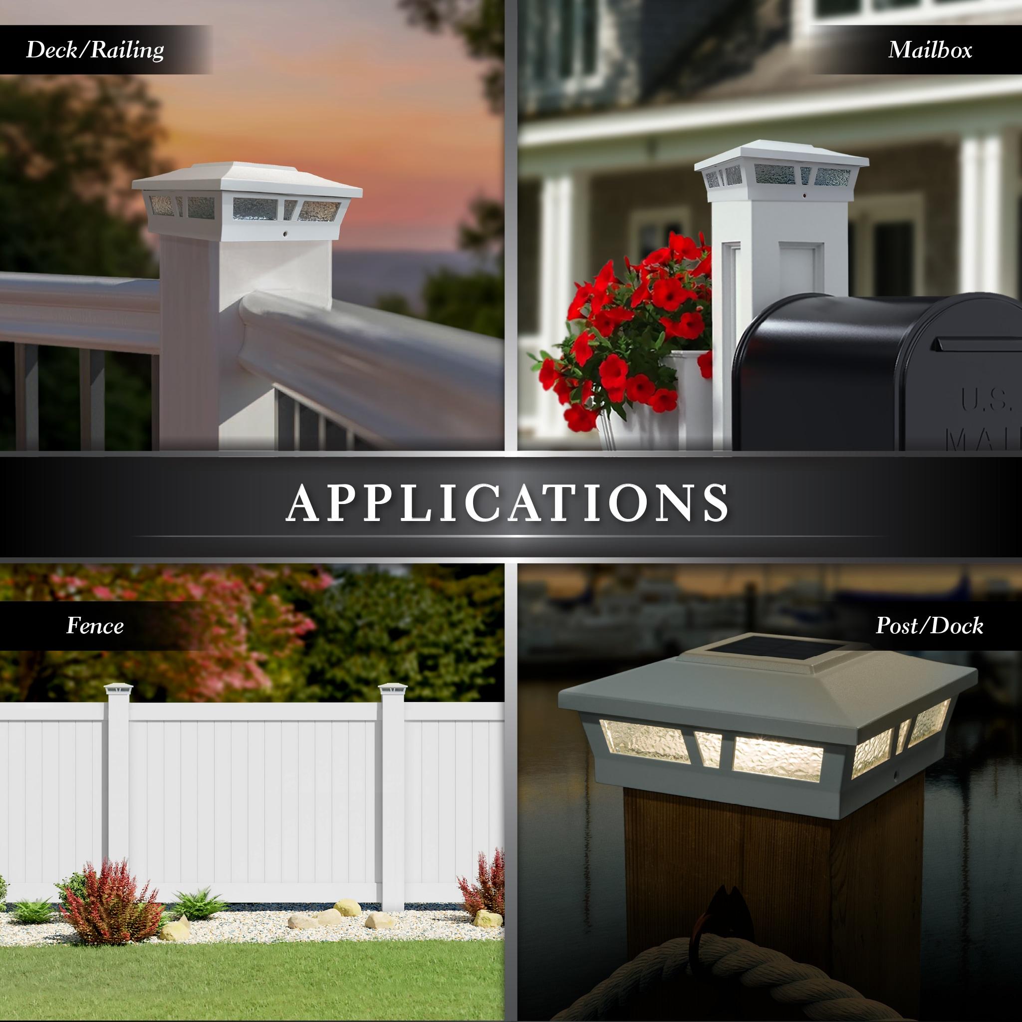 Classy Caps Oxford Solar Powered Integrated LED Aluminium Fence Post Cap Light 6 in. x 6 in. with Base Adapter Included