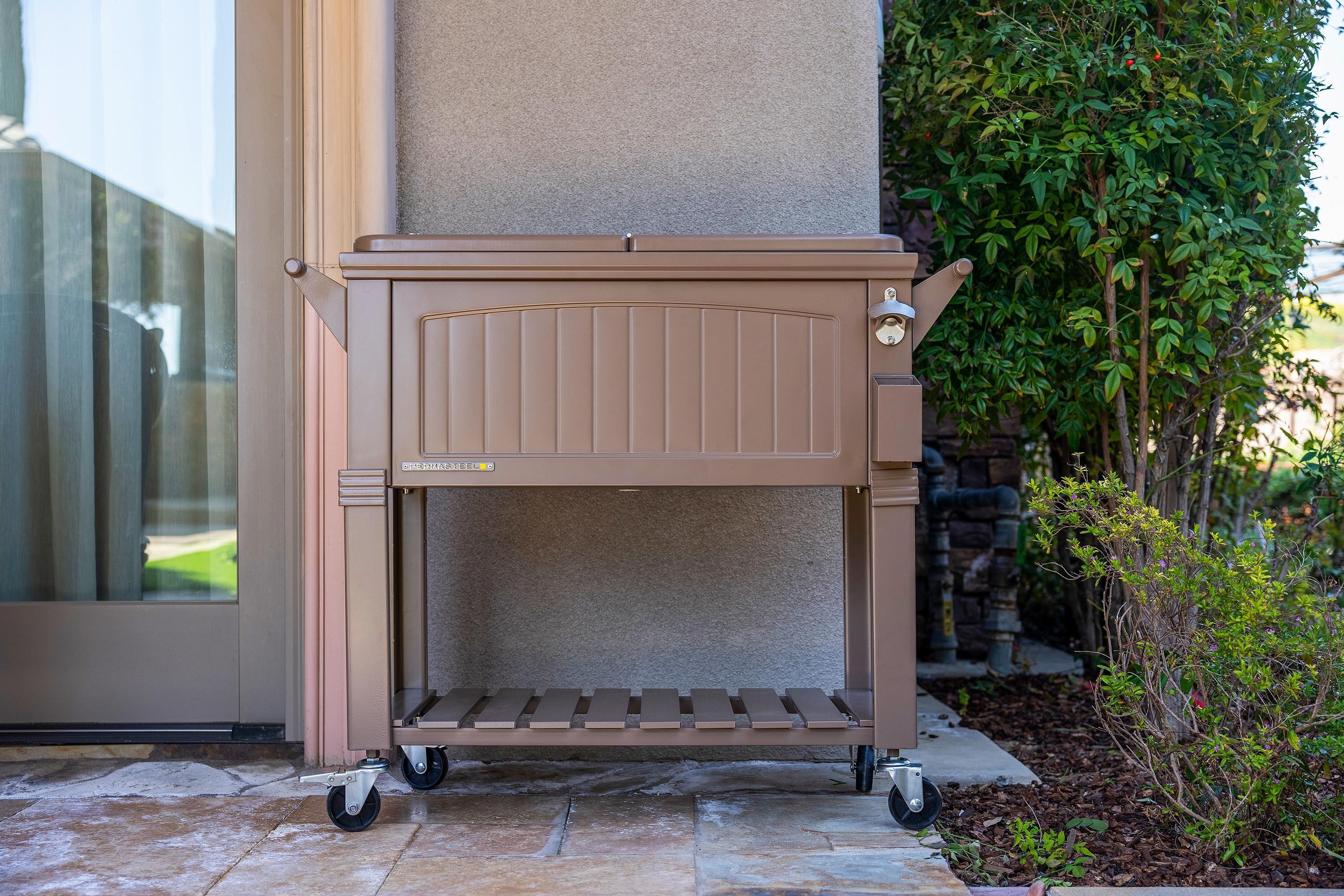 Permasteel 80 Qt. Furniture Style Rolling Patio Cooler