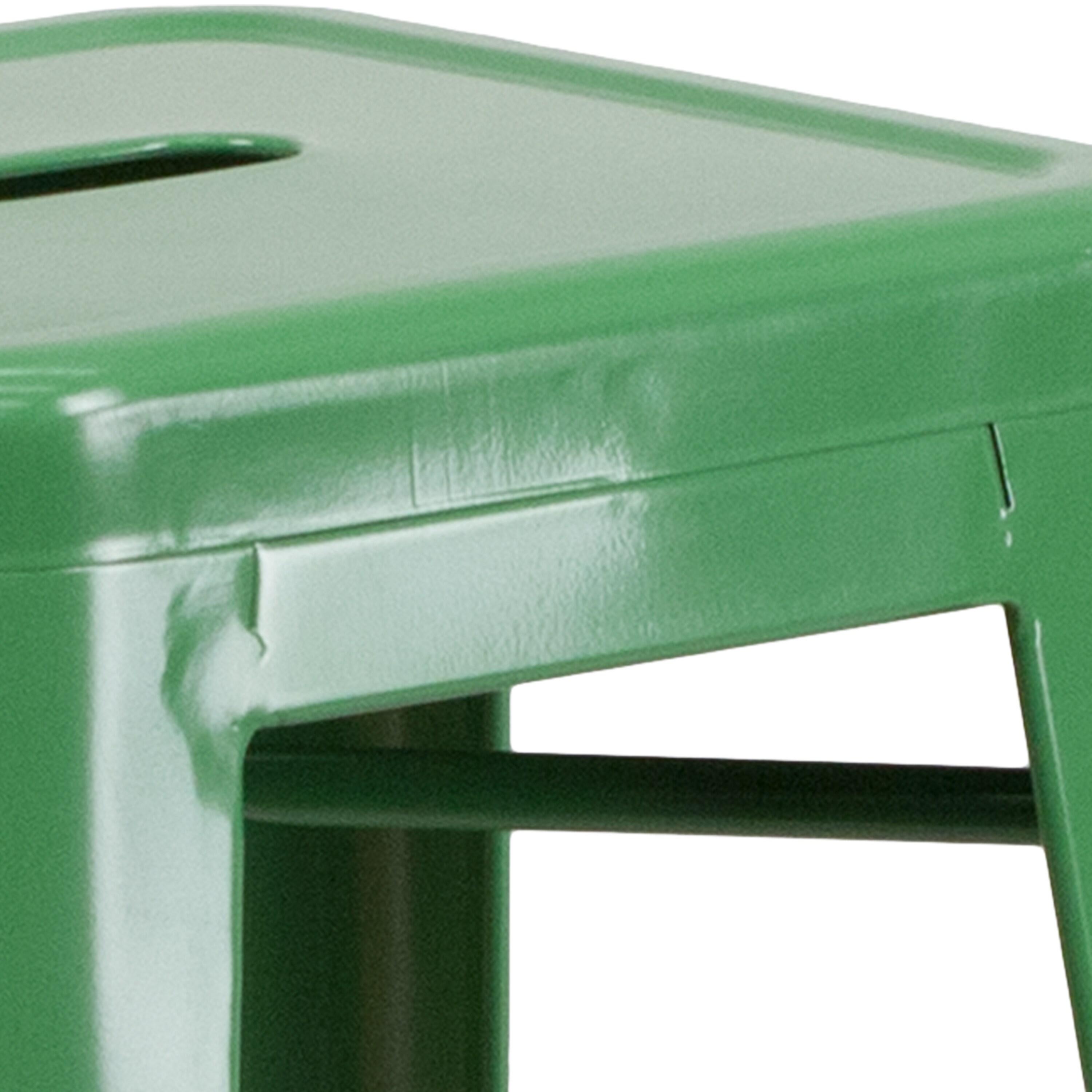 Flash Furniture Commercial Grade 30" High Backless Green Metal Indoor-Outdoor Barstool with Square Seat