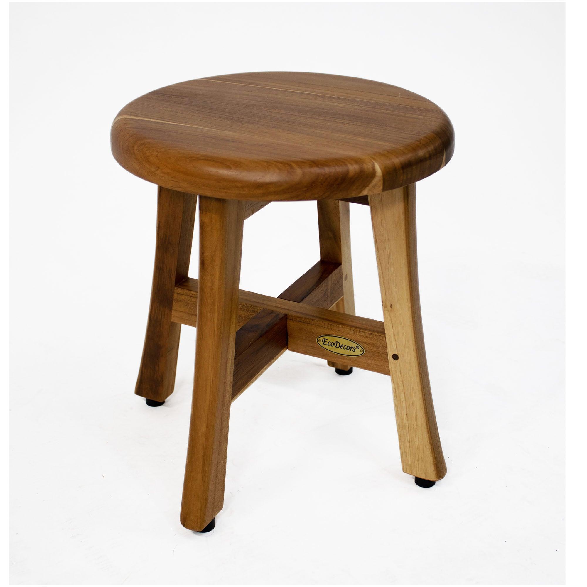 EcoDecors EcoDecors' Shoji 13.5" H Teak Shower Footstool. Foot Stool for Shower, Shower Stool 12" W, in Earthy Teak