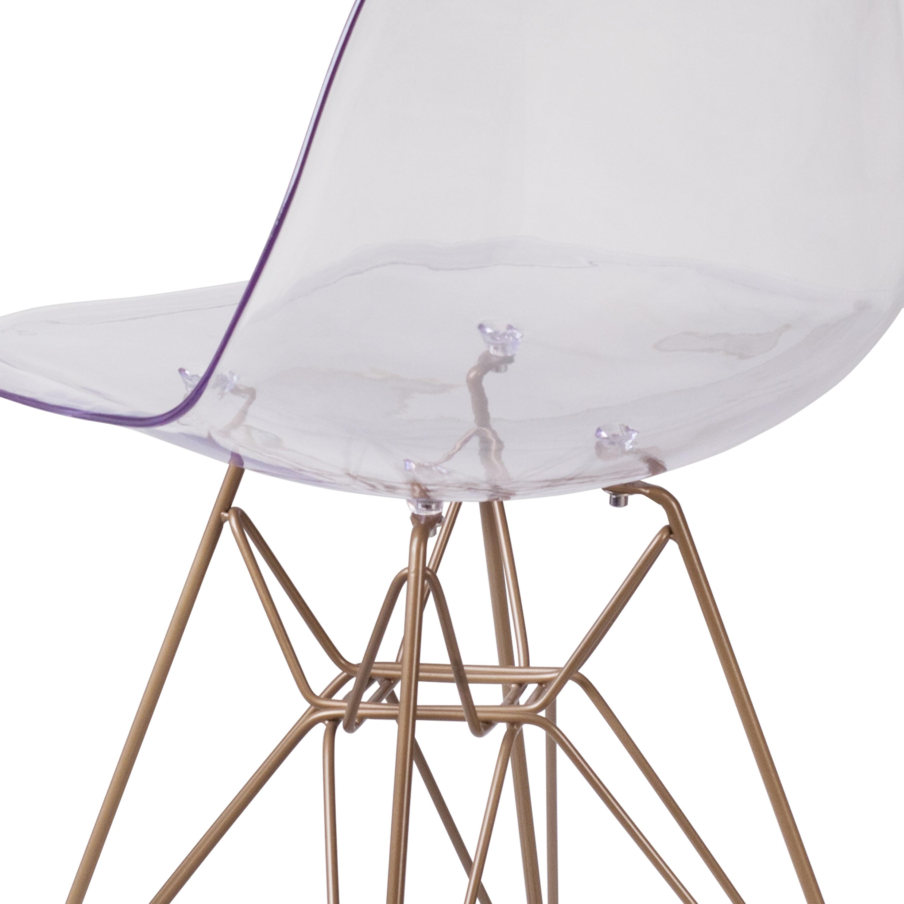 Flash Furniture Elon Series Ghost Chair with Gold Metal Base